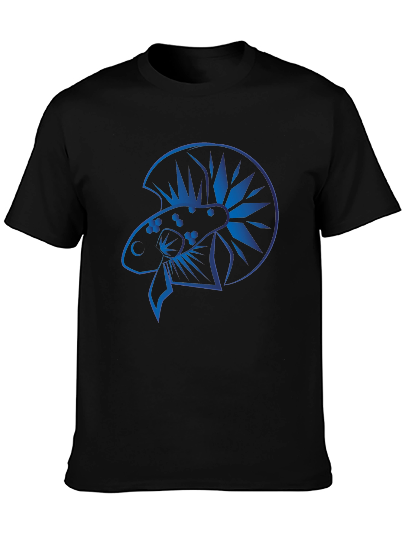 Black Blue Betta Fish Graphic Black T-Shirt view 3