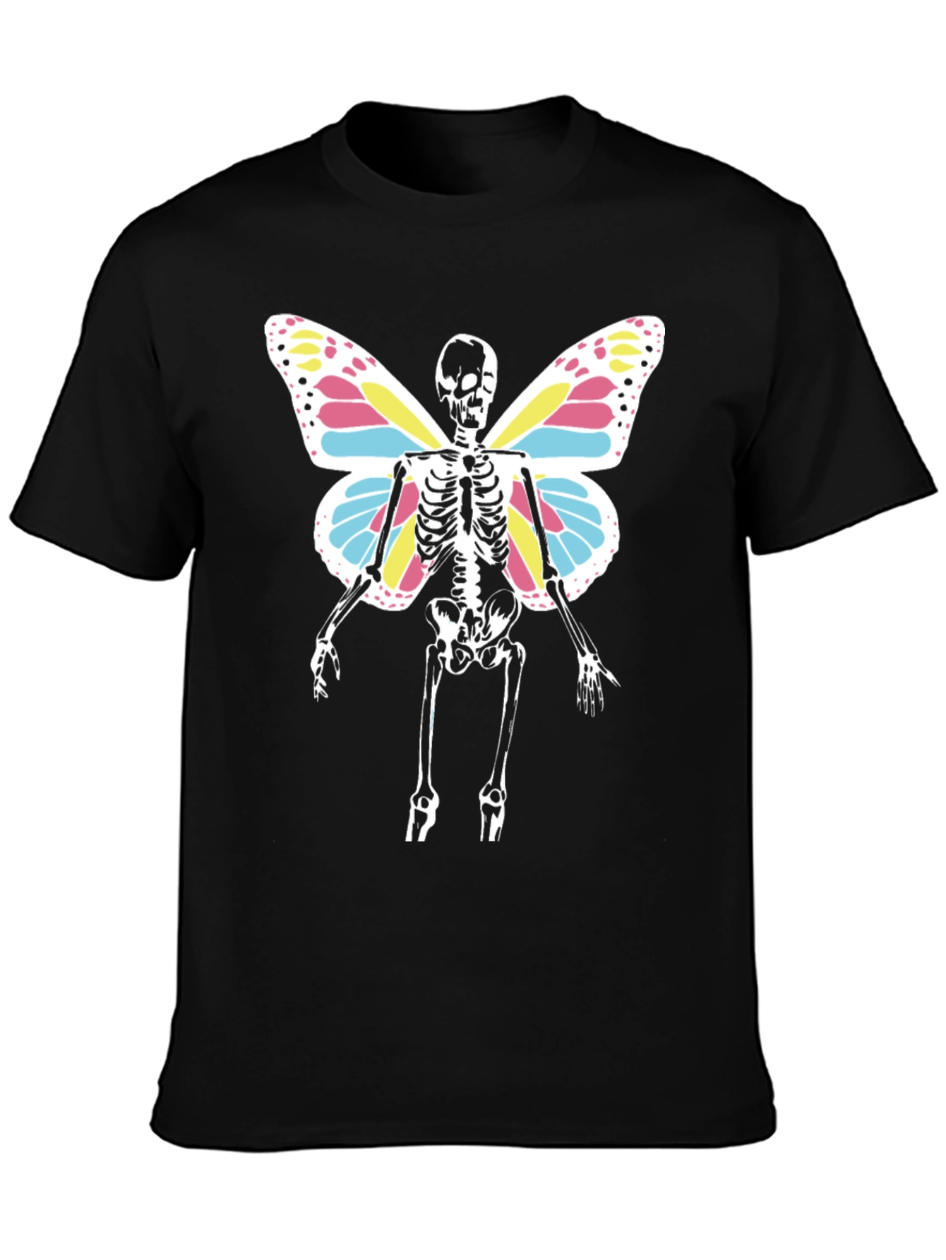 Black Skeleton Butterfly Wings T-Shirt - Black Tee view 3