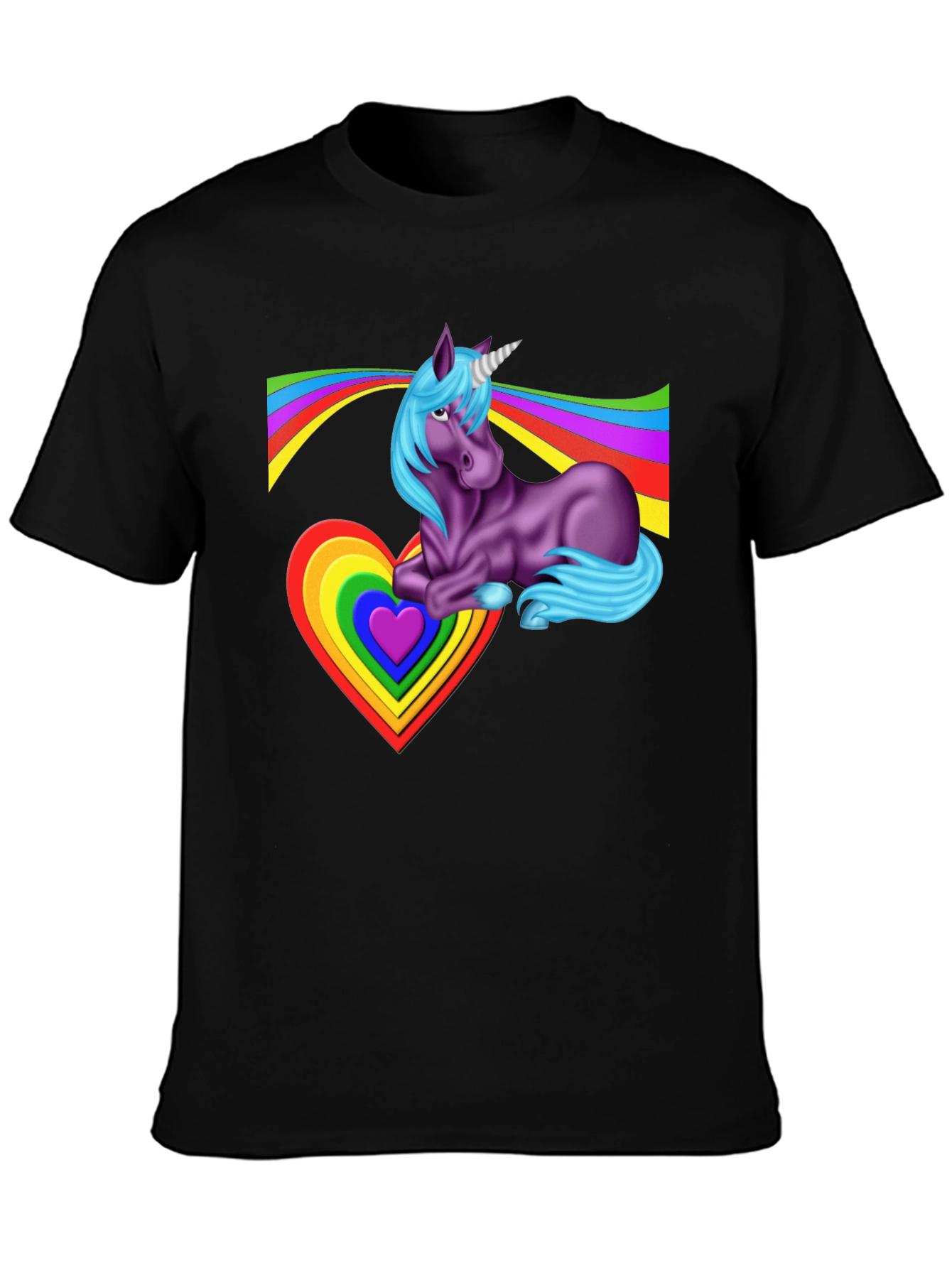 Black Rainbow Unicorn Heart T-Shirt - Fun & Unique Graphic Tee view 3