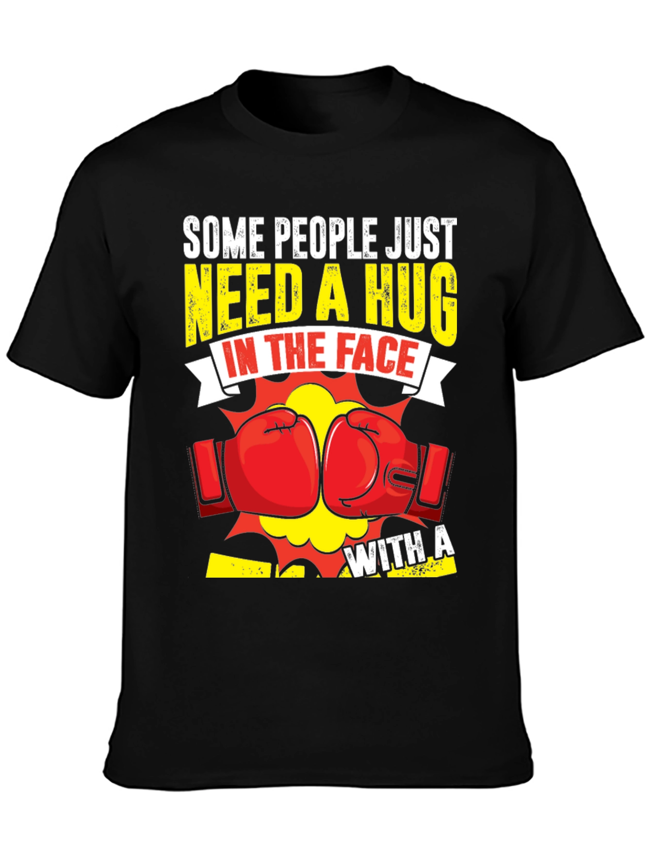 Black Funny Boxing "Hug In The Face" Graphic Tee view 3
