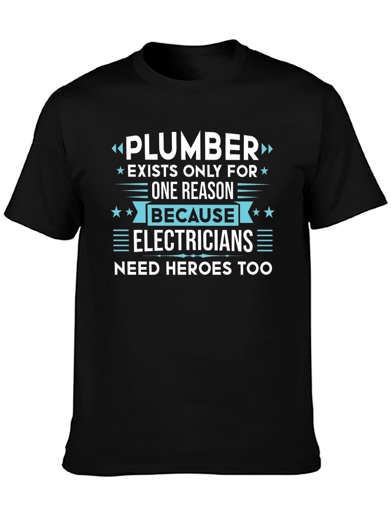 Black Plumber vs Electrician Funny T-Shirt view 3