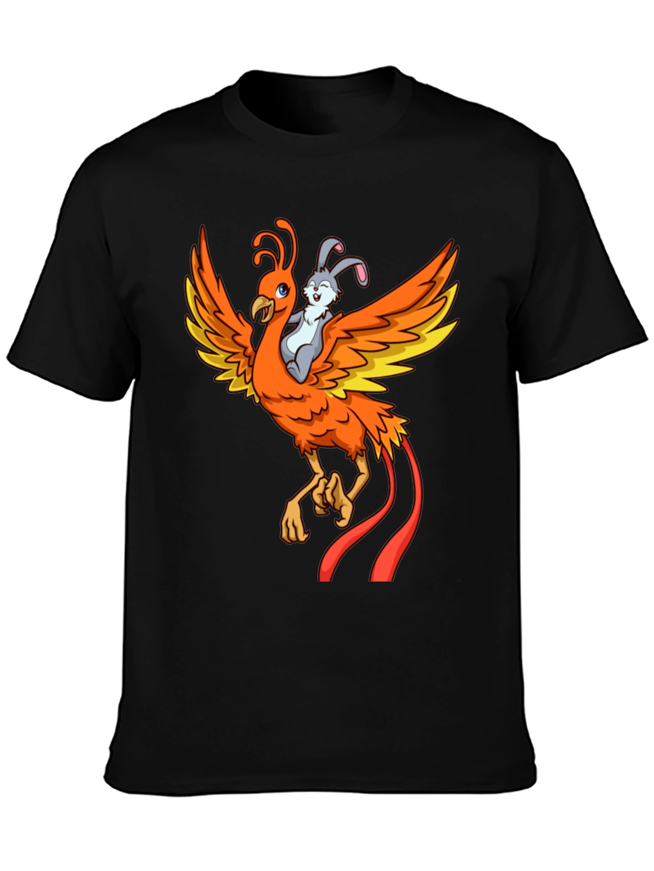 Black Phoenix and Bunny Graphic T-Shirt view 3