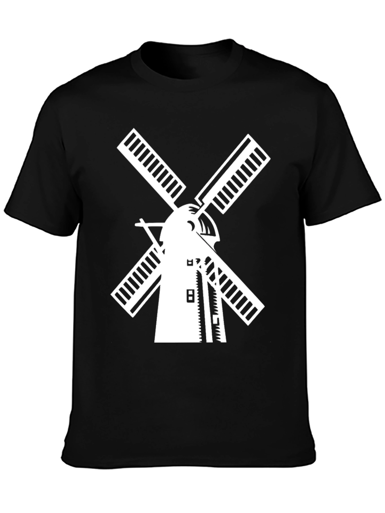 Black Dutch Windmill Graphic Tee - Black Cotton T-Shirt view 3