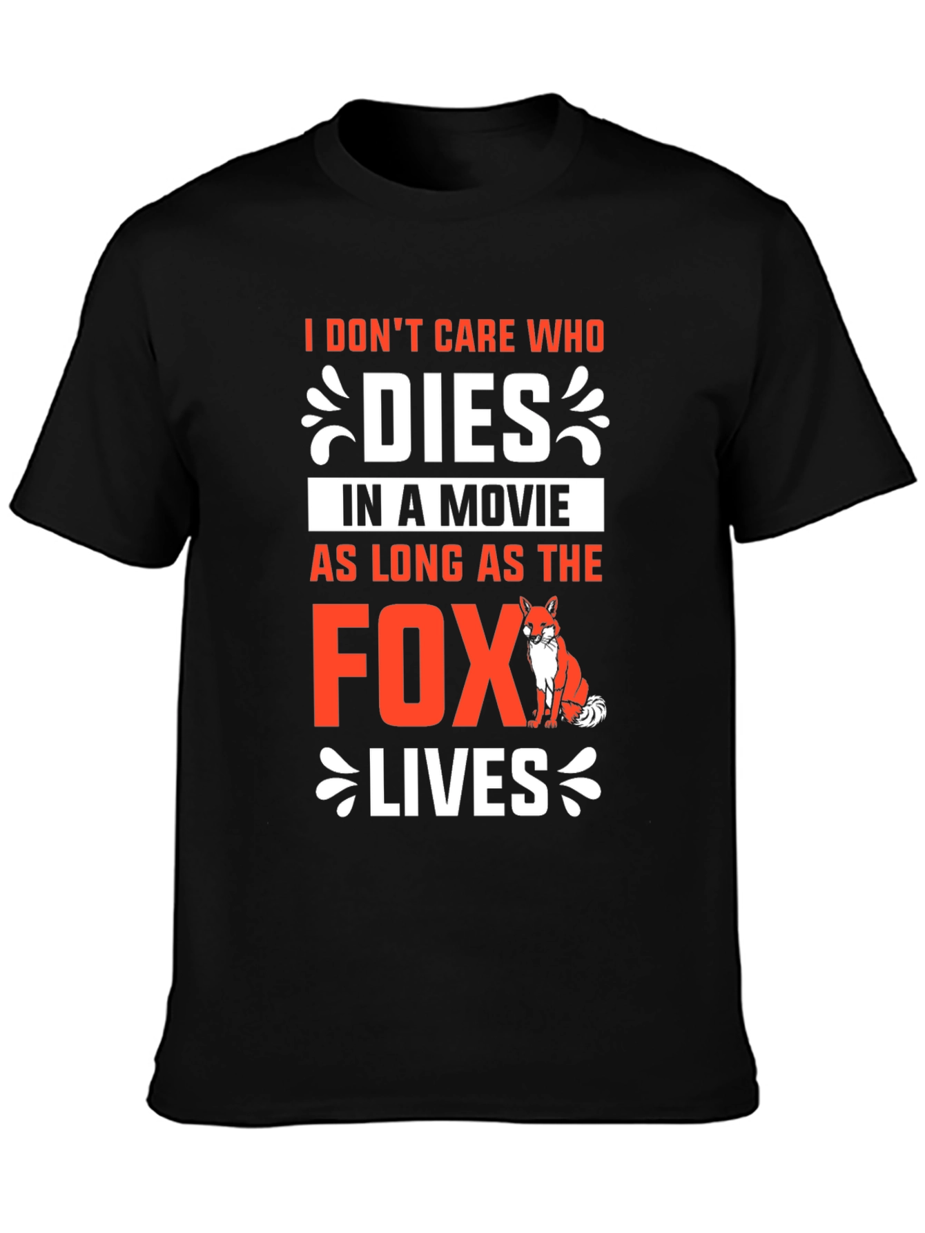 Black Funny Fox Movie Lover T-Shirt view 3