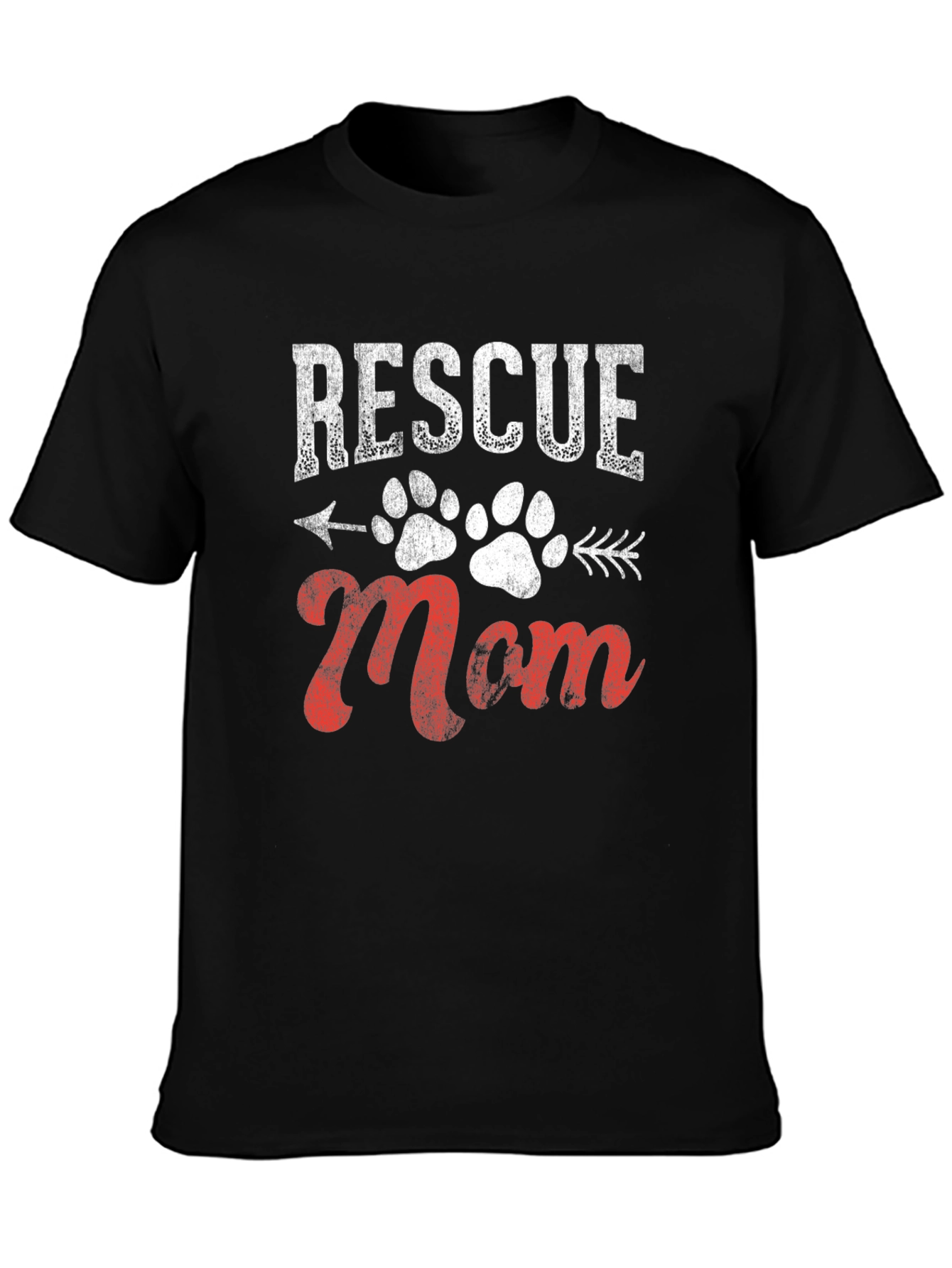 Black Rescue Mom Graphic Tee - Dog Paw Print view 3
