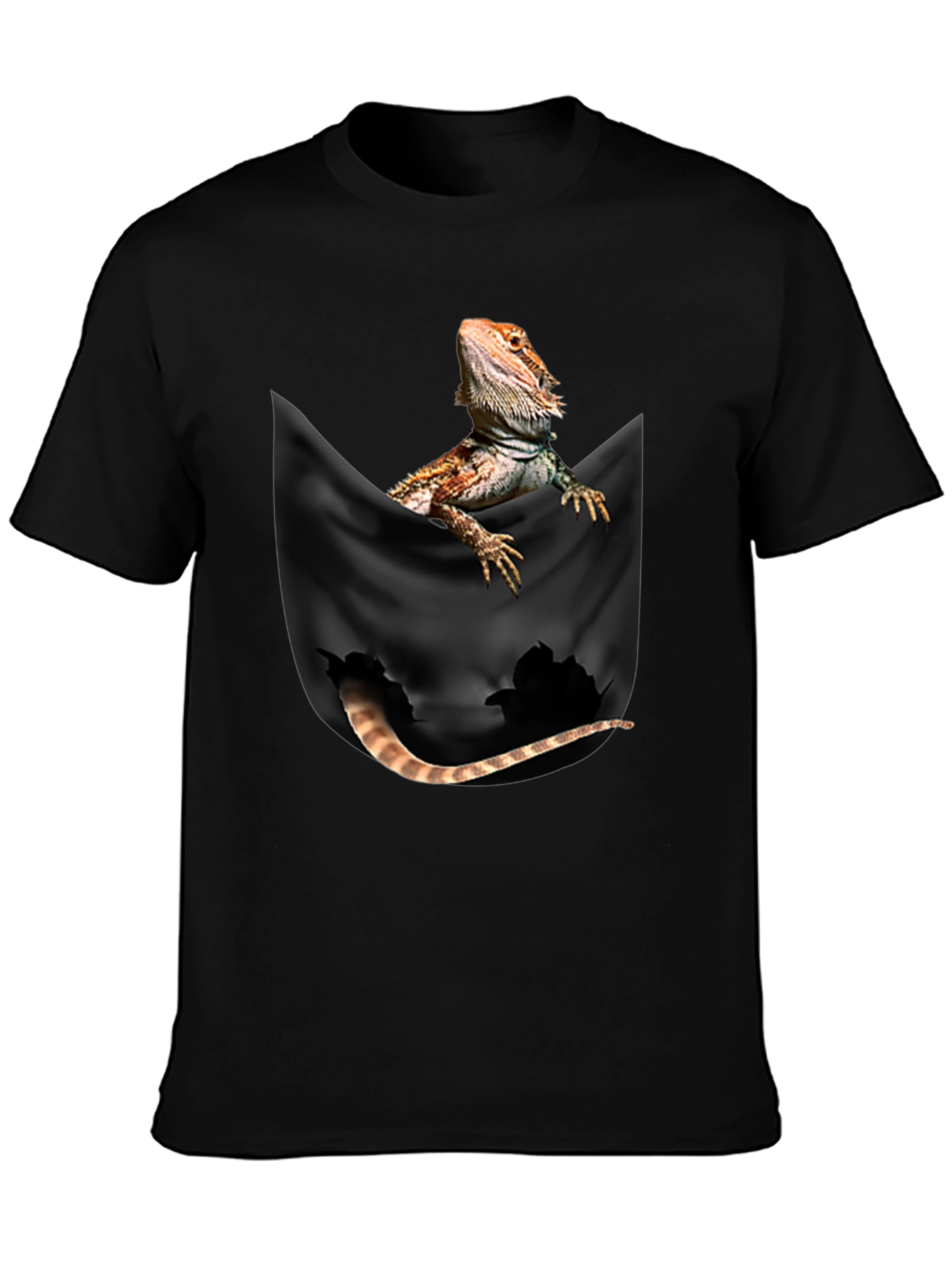 Black Bearded Dragon Pocket T-Shirt view 3