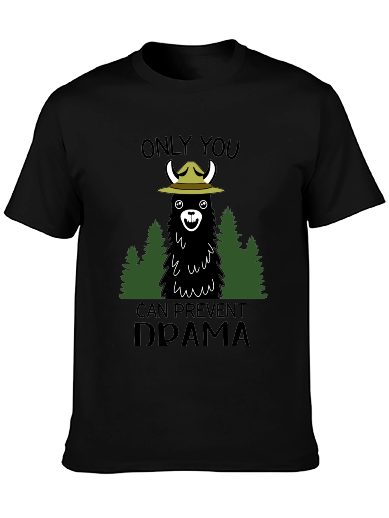 Black Llama Forest Ranger Graphic T-Shirt - Prevent Drama view 3