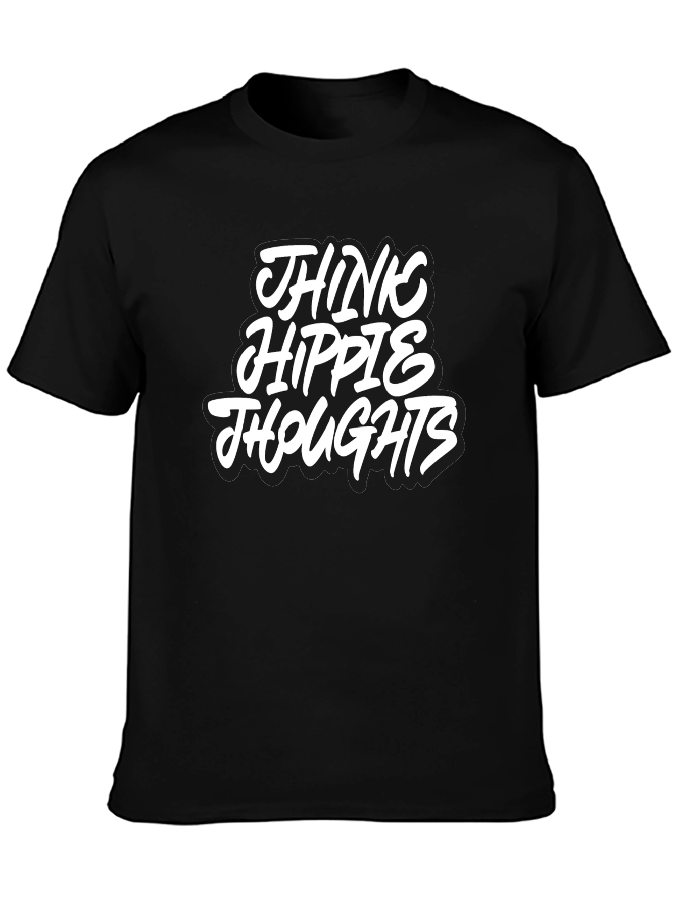 Black Think Hippie Thoughts Black Graphic T-Shirt view 3