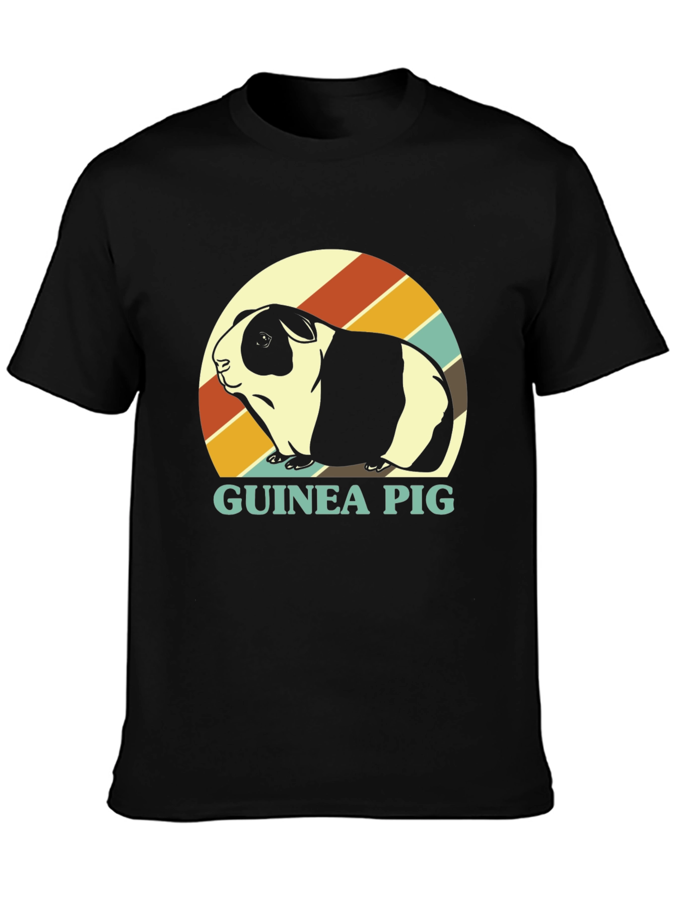 Black Guinea Pig Retro T-Shirt - Cute Pet Tee view 3
