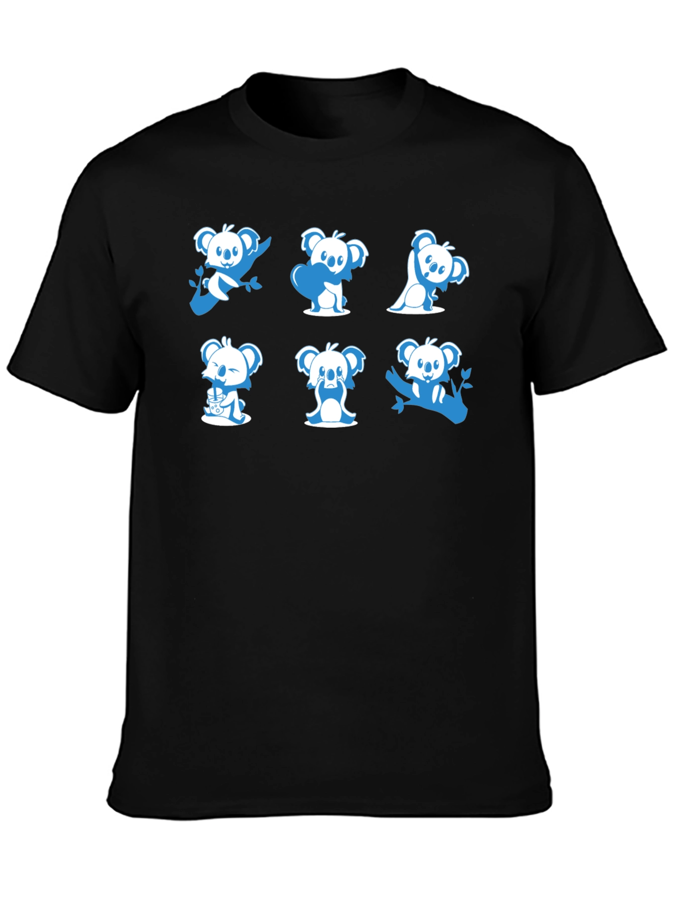Cute Koala T-Shirt - Graphic Tee - Black Cotton Blend - 3