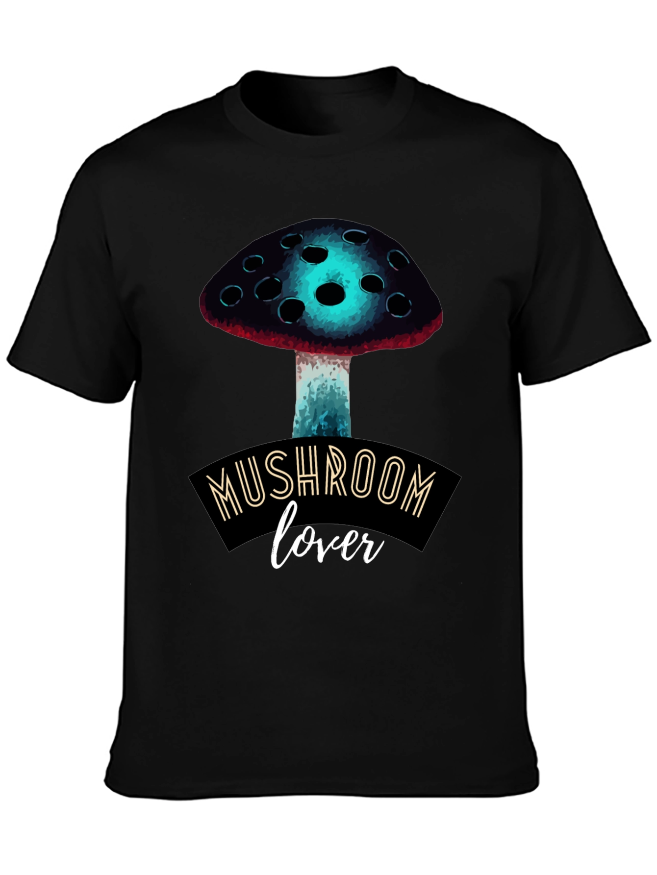 Black Mushroom Lover Graphic Tee - Funky Fungi Fashion view 3