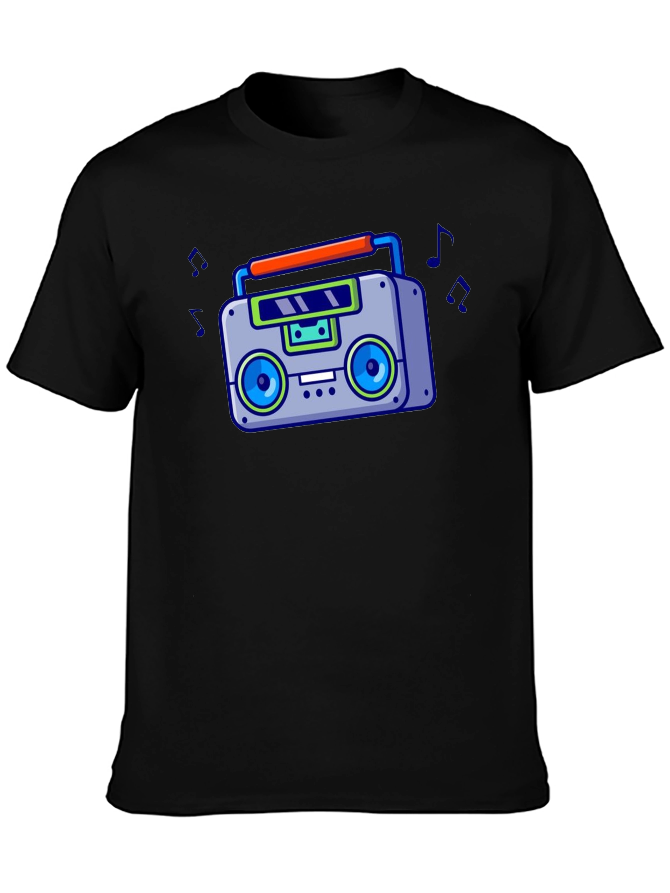 Black Retro Boombox Graphic T-Shirt - Vintage 80s Style view 3