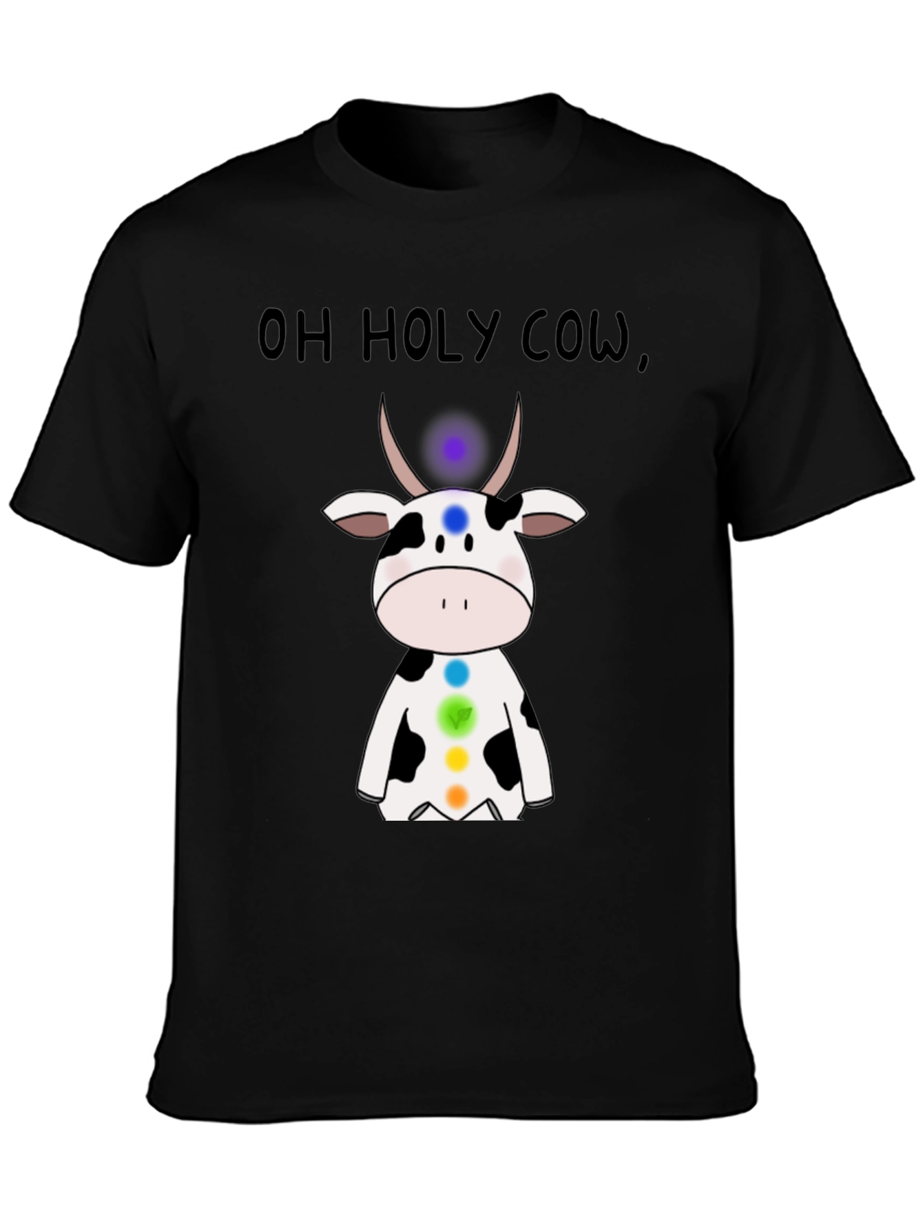 Black Oh Holy Cow Chakra T-Shirt - Spiritual Comfort view 3