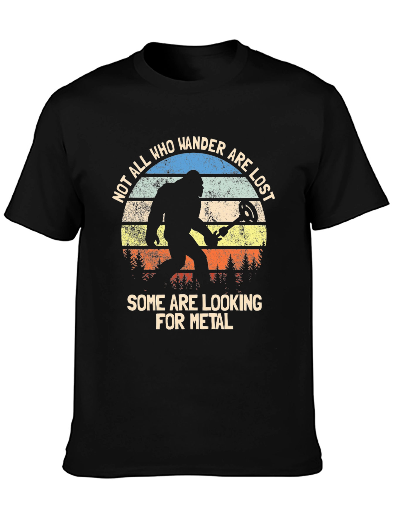 Black Bigfoot Metal Detecting T-Shirt - Wanderer Tee view 3