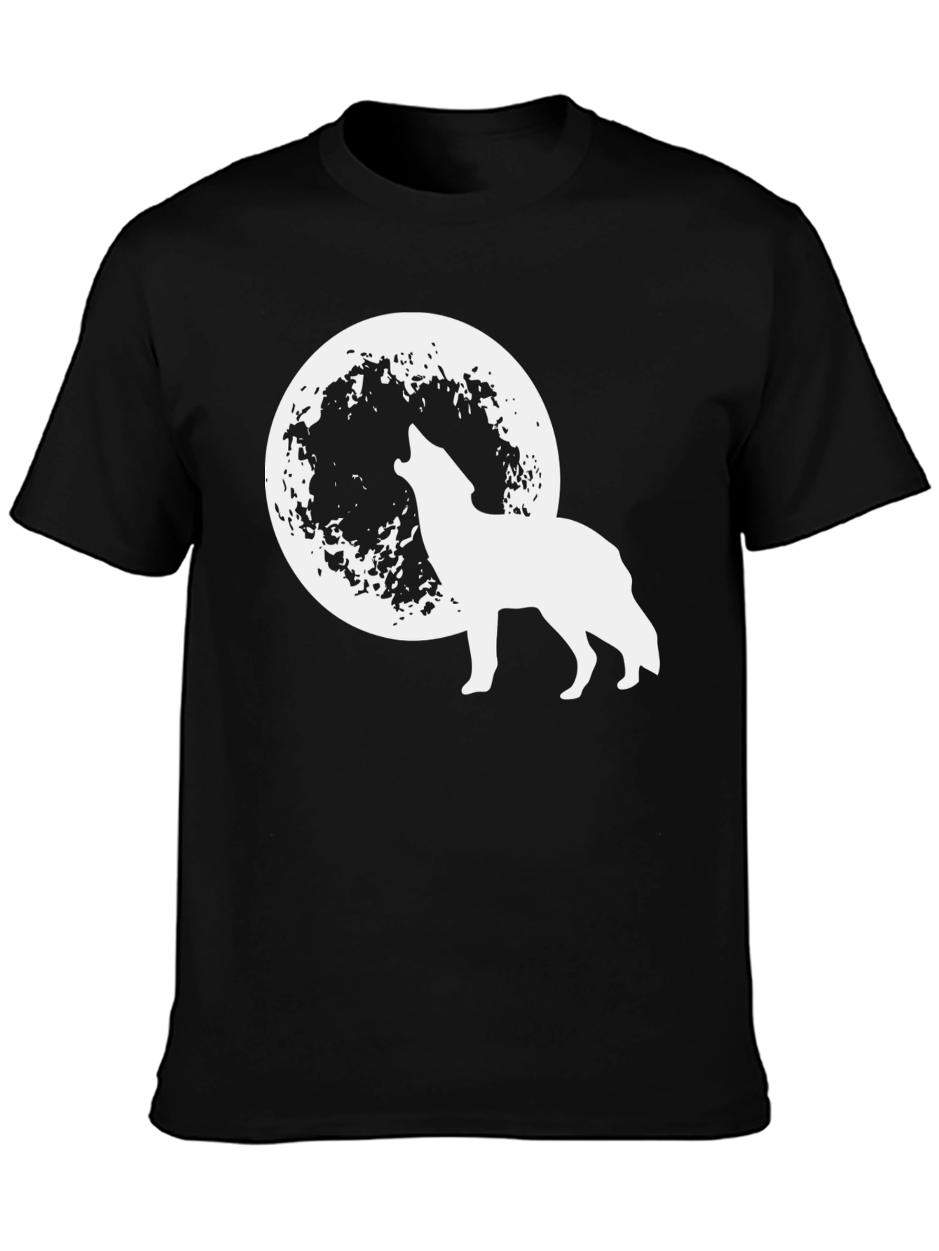 Black Wolf Howling at Moon Graphic Tee - Black view 3