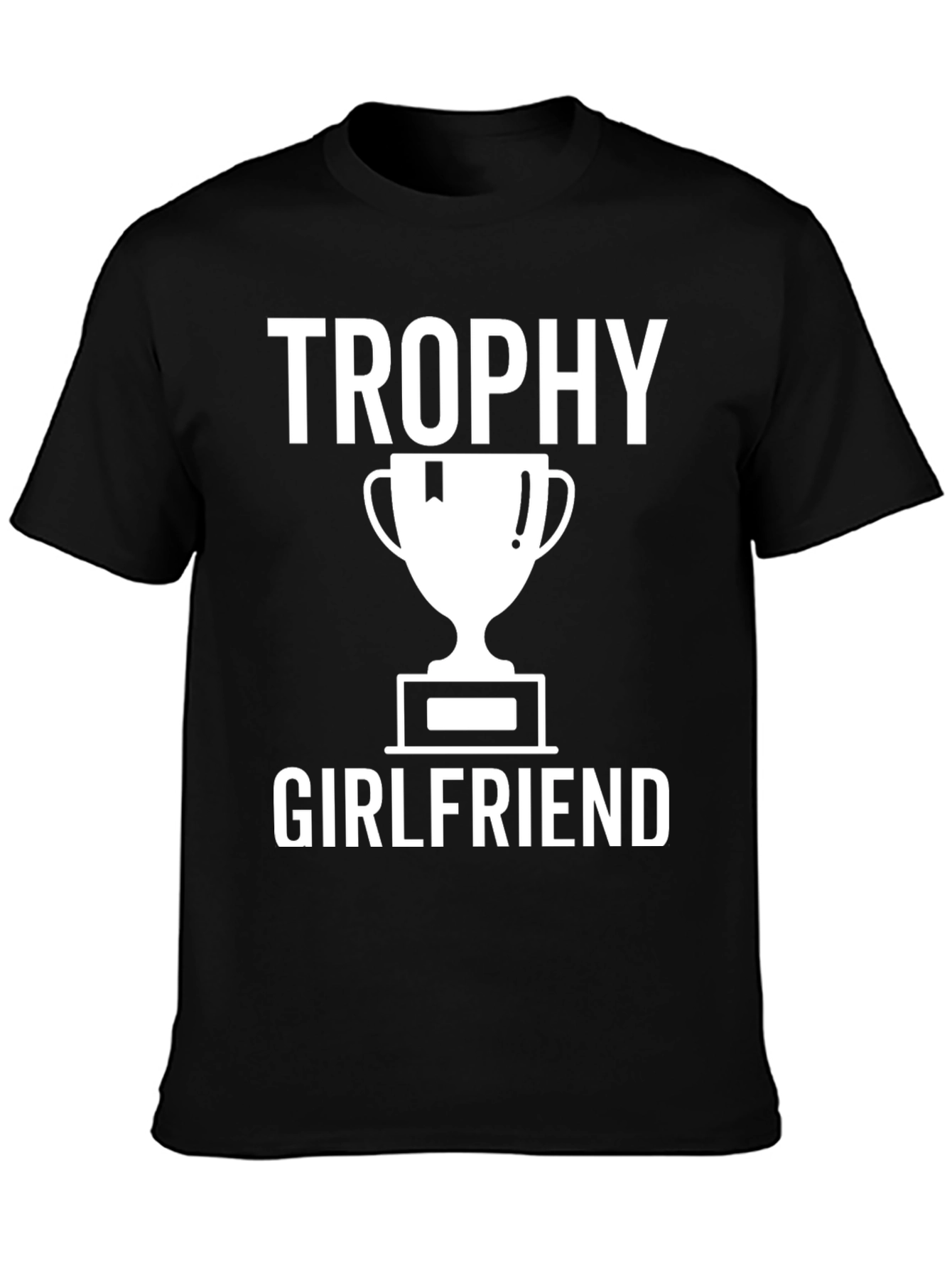 Black Trophy Girlfriend Graphic Tee - Black Cotton T-Shirt view 3