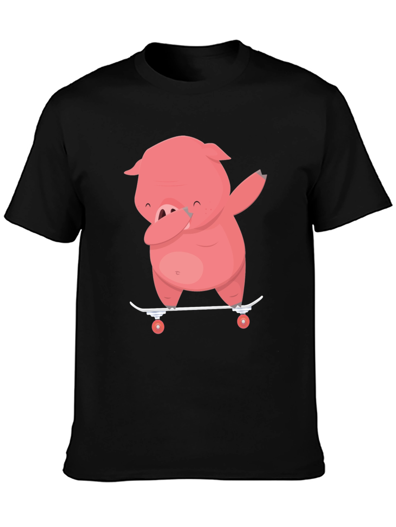 Black Dabbing Pig Skateboard T-Shirt - Funny Cartoon Tee view 3