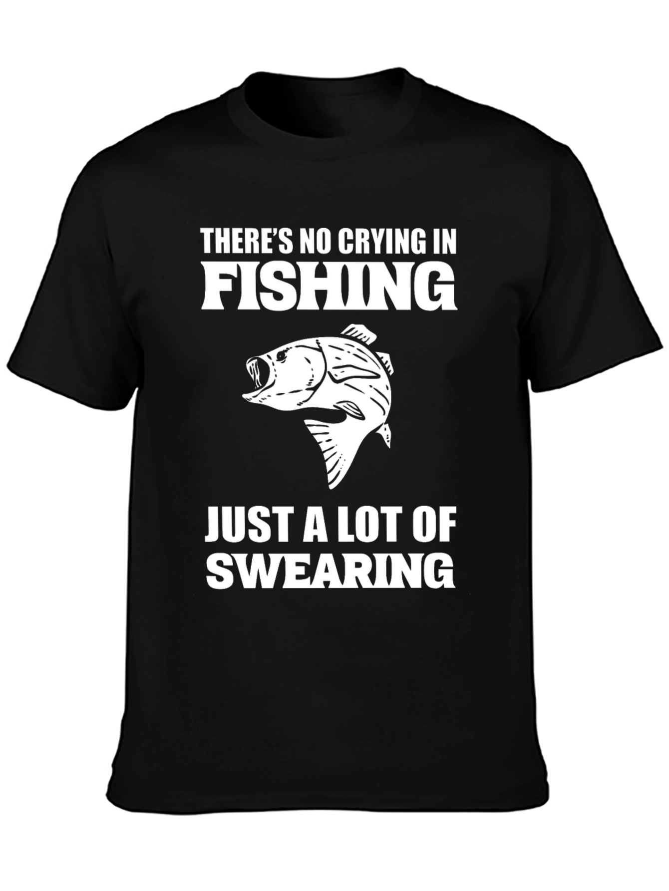 Black Fishing T-Shirt - No Crying, Just Swearing view 3
