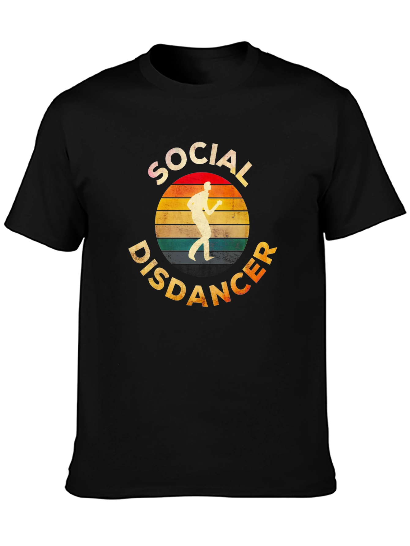 Black Social Distancer Retro T-Shirt view 3