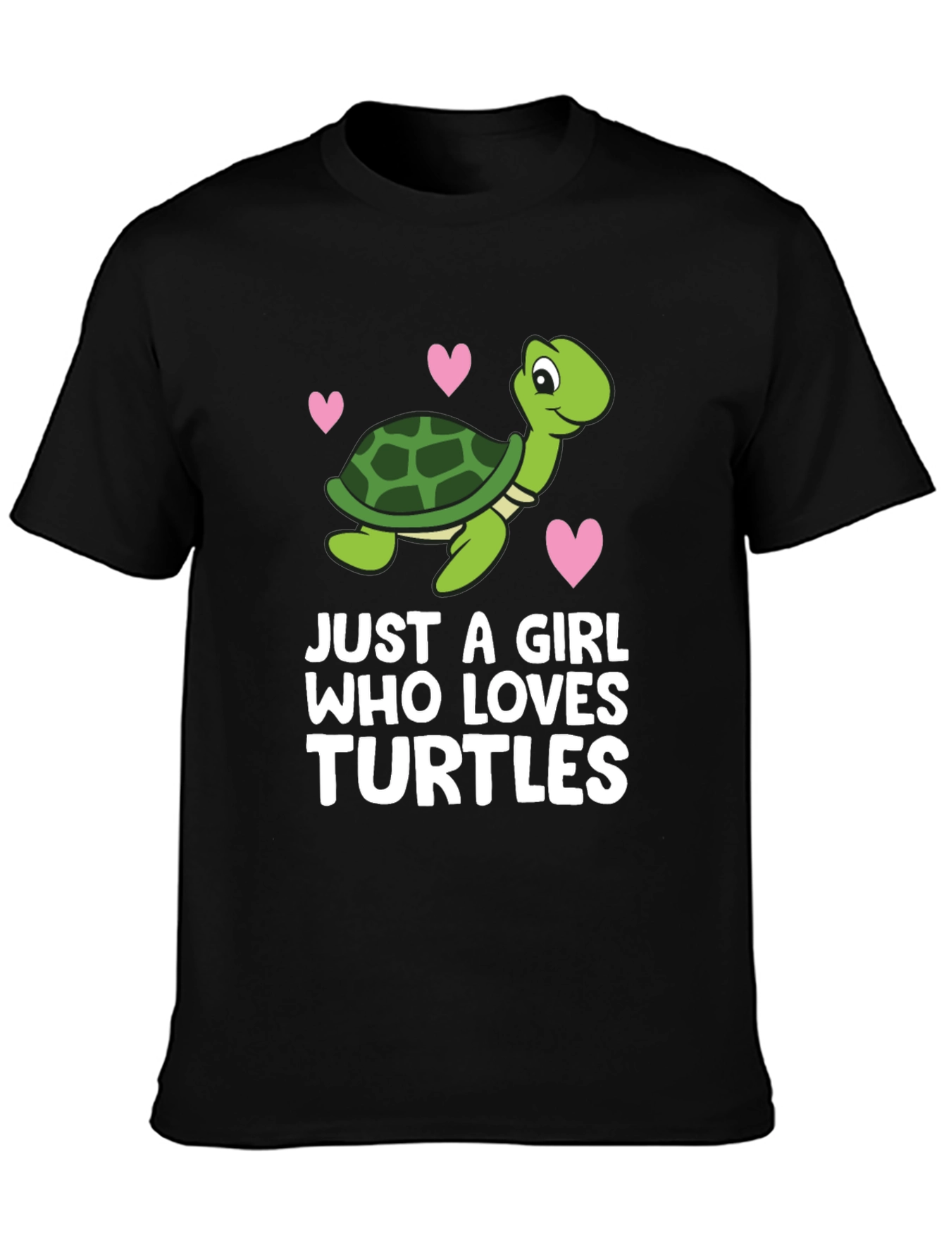 Black Cute Turtle Lover Tee - "Just A Girl Who Loves Turtles" view 3