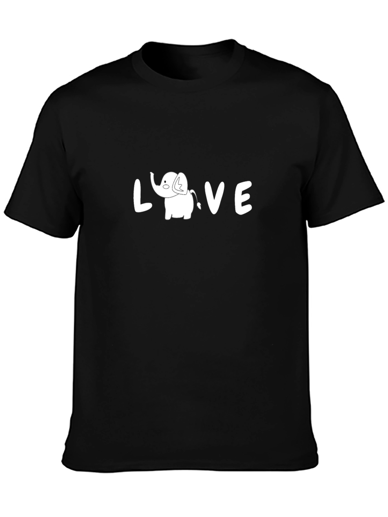 Black Cute Elephant LOVE Graphic Tee - Unisex Black Shirt view 3