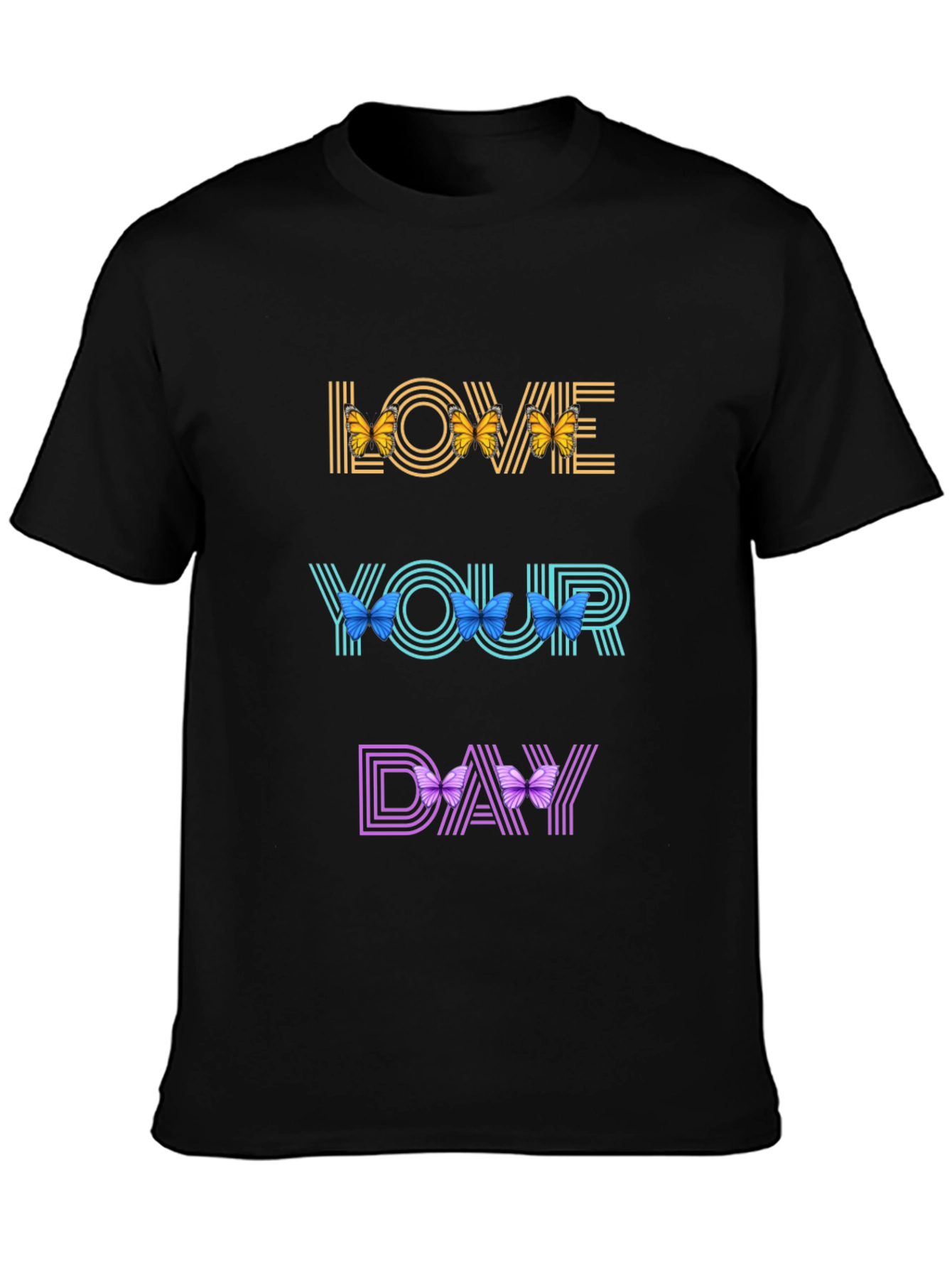 Black Love Your Day Butterfly T-Shirt view 3