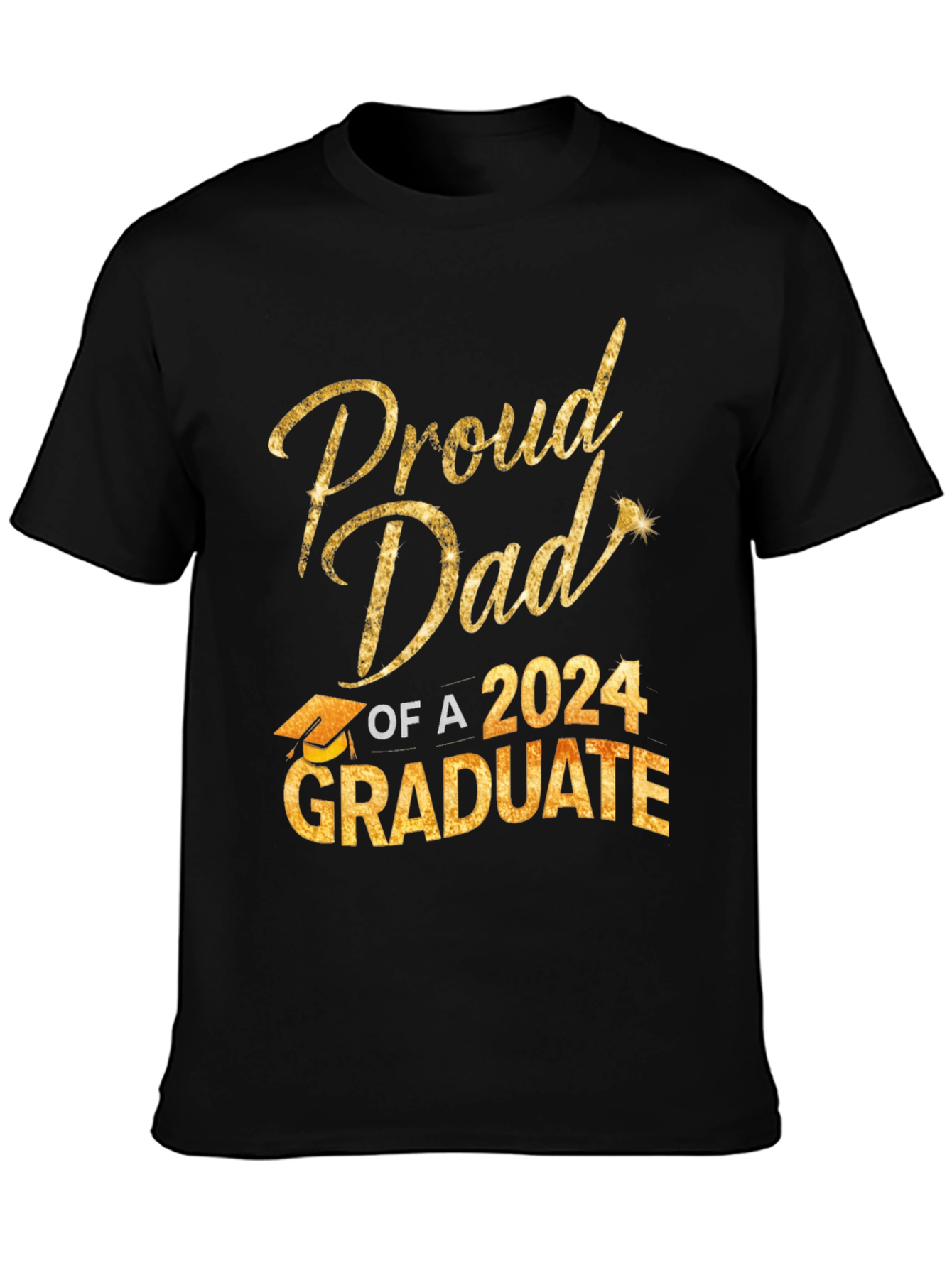 Black Proud Dad of a 2024 Graduate T-Shirt view 3