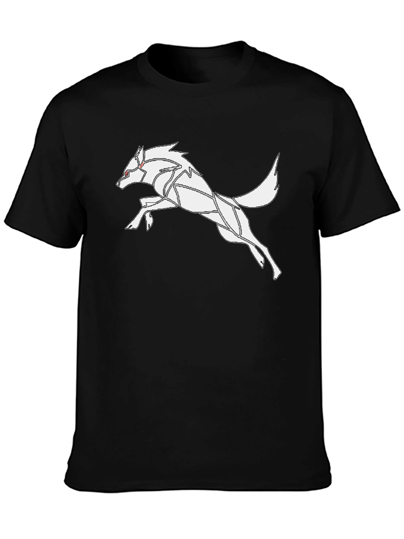 Black Geometric Wolf Graphic Tee - Stylish Black T-Shirt view 3