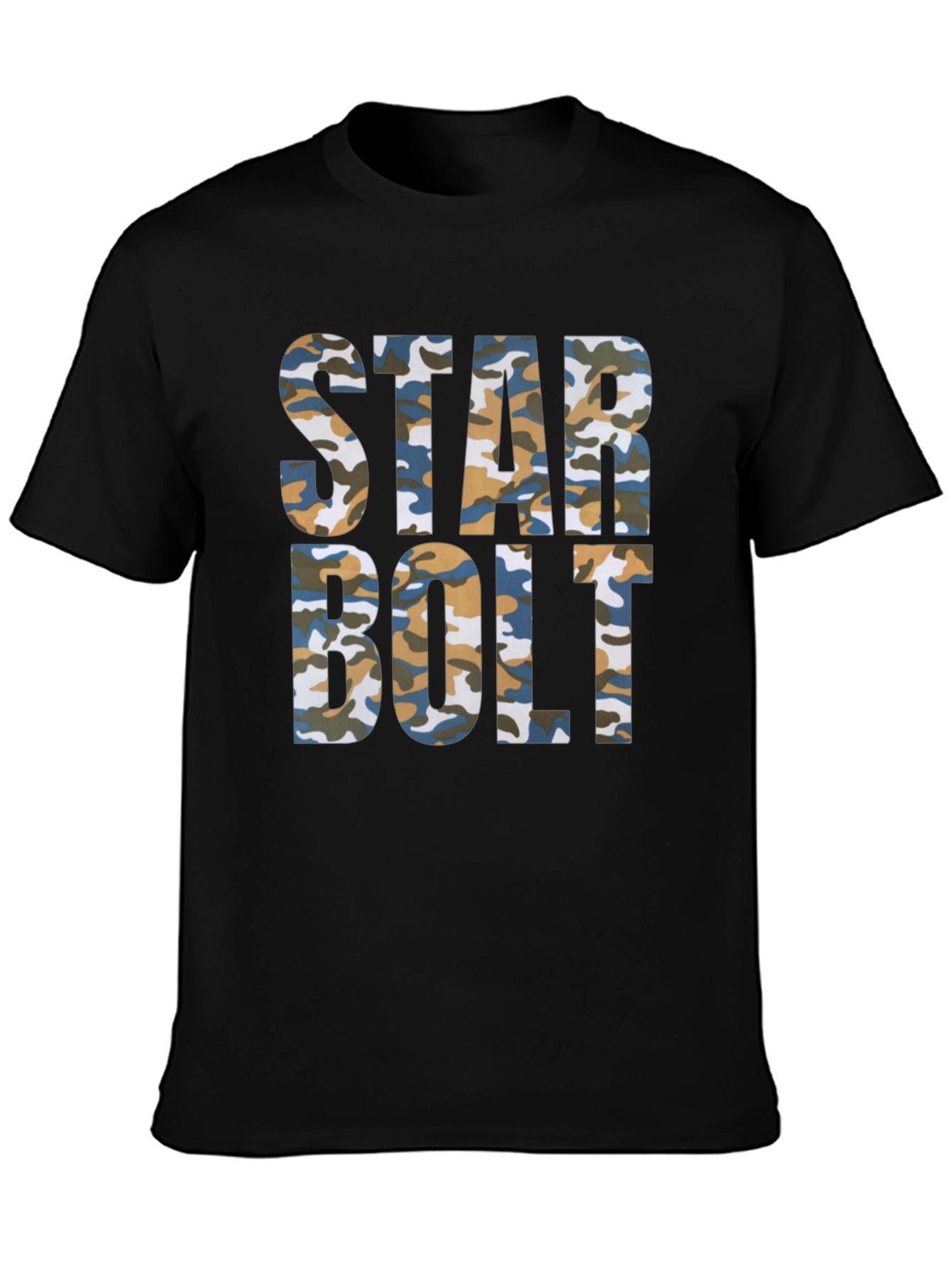 Black Star Bolt Camo Print Black T-Shirt view 3