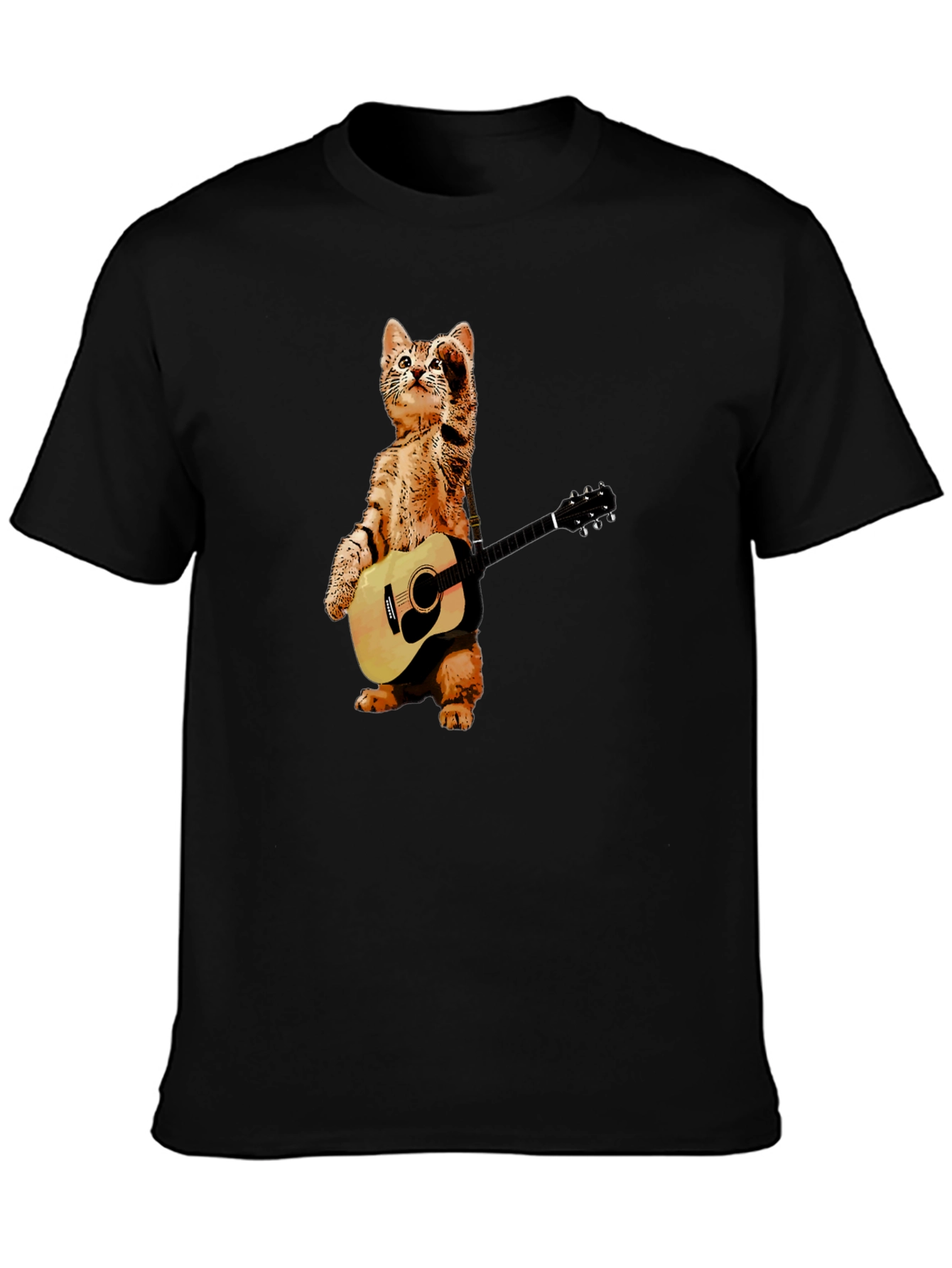 Black Cat Playing Guitar T-Shirt view 3