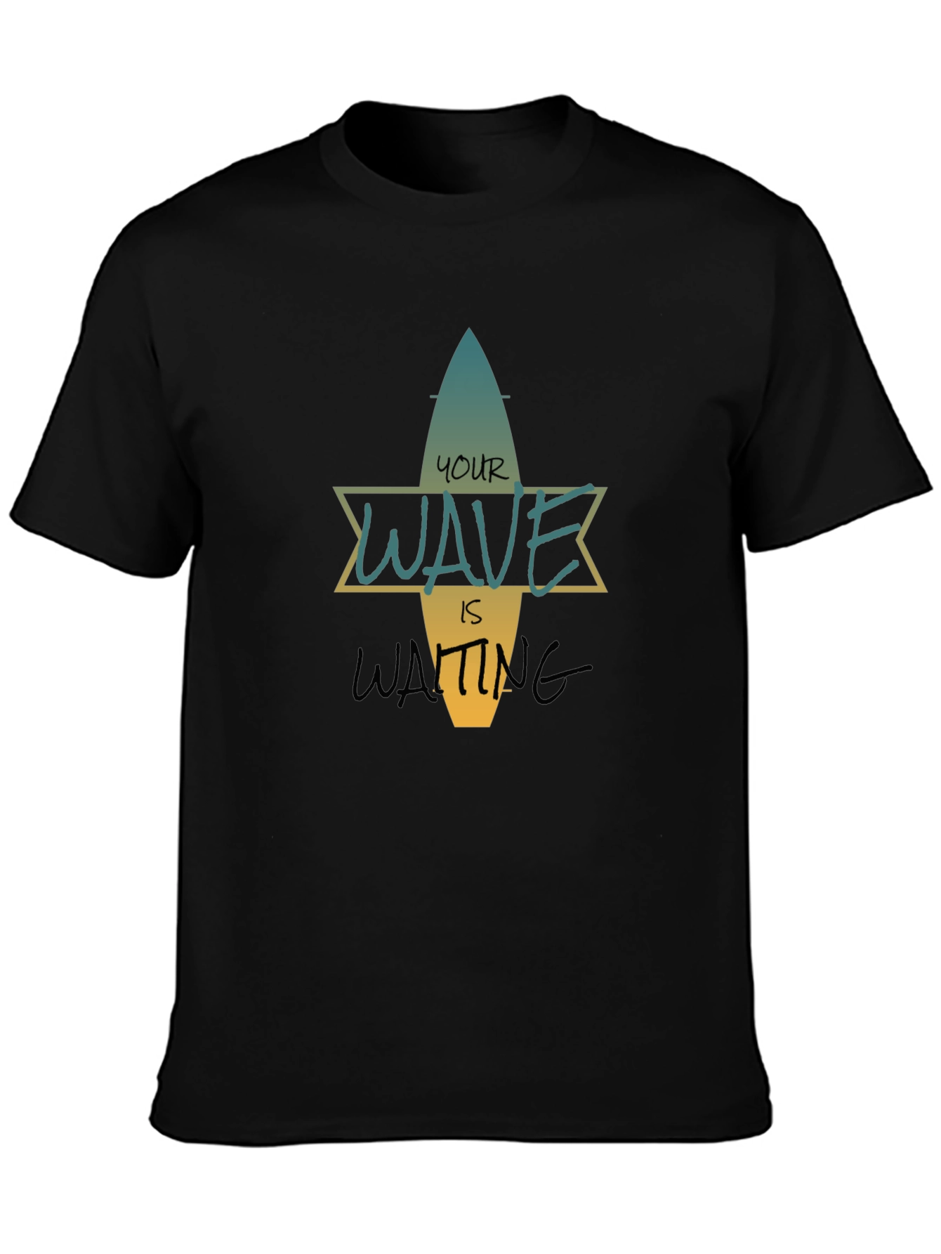 Black Your Wave Is Waiting Black Graphic T-Shirt view 3