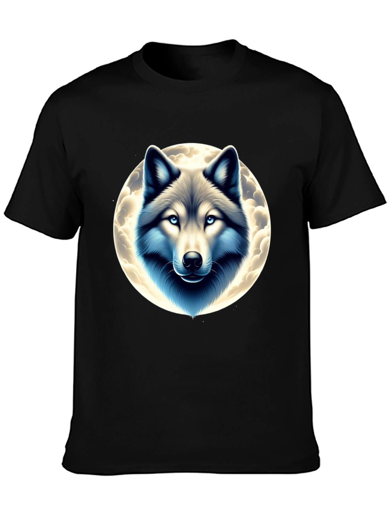 Black Wolf Moon Graphic Tee - Black Cotton Blend view 3