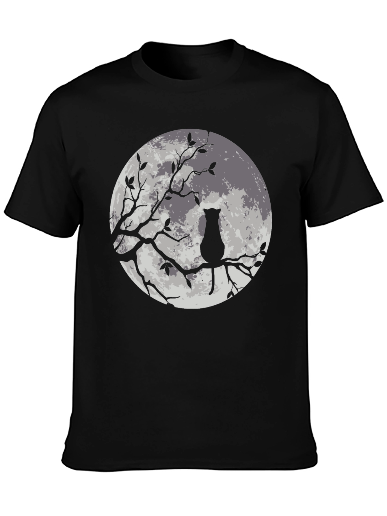 Black Moon Cat Graphic Tee - Stylish Black T-Shirt view 3