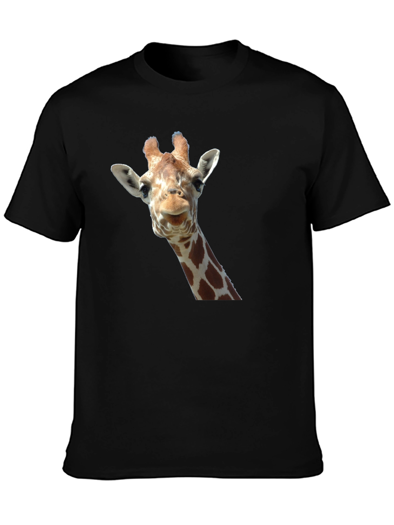Black Giraffe Head Graphic Print Black T-Shirt view 3