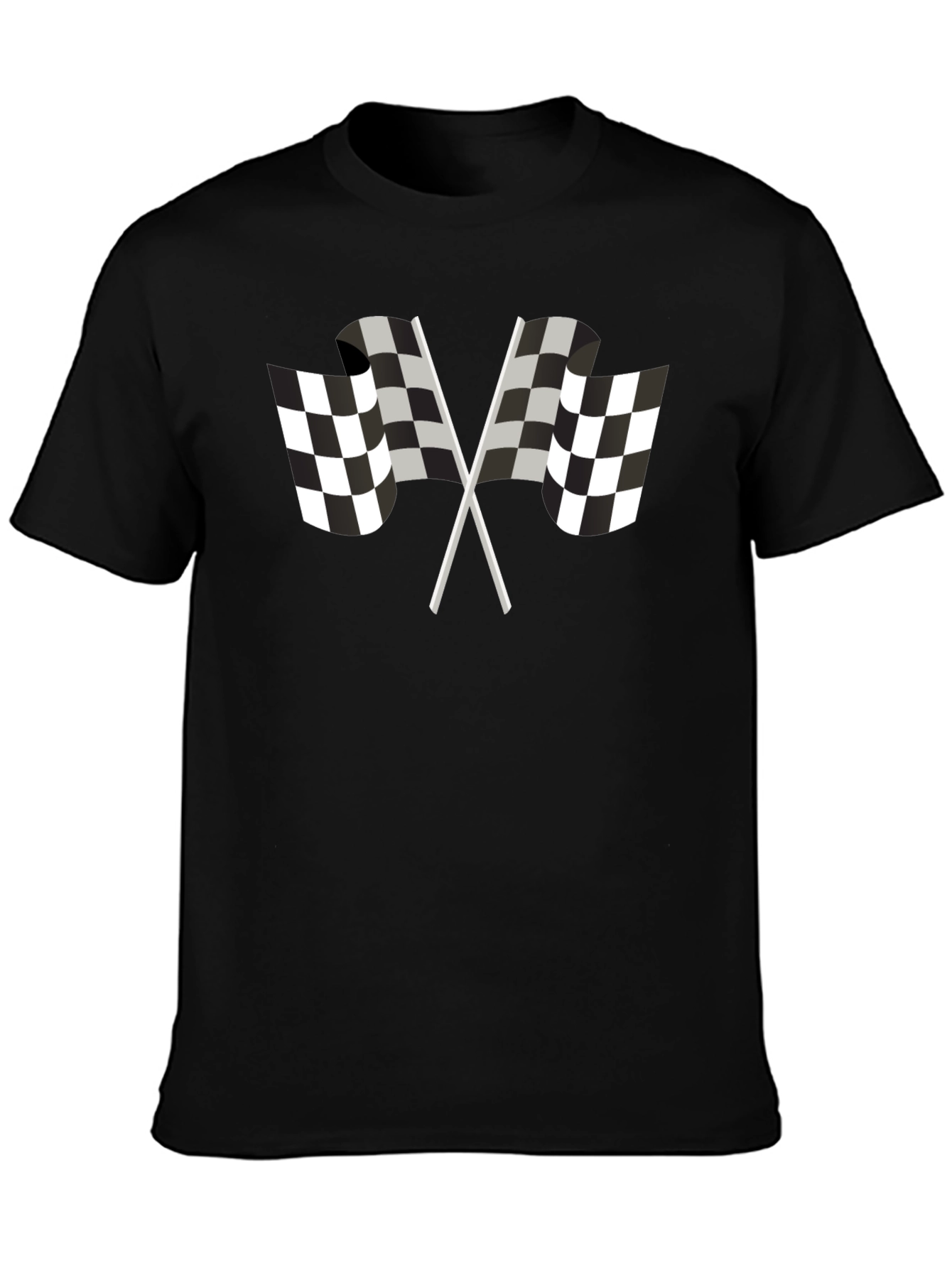 Black Checkered Flag Graphic Tee - Motorsport Racing Fan Shirt view 3