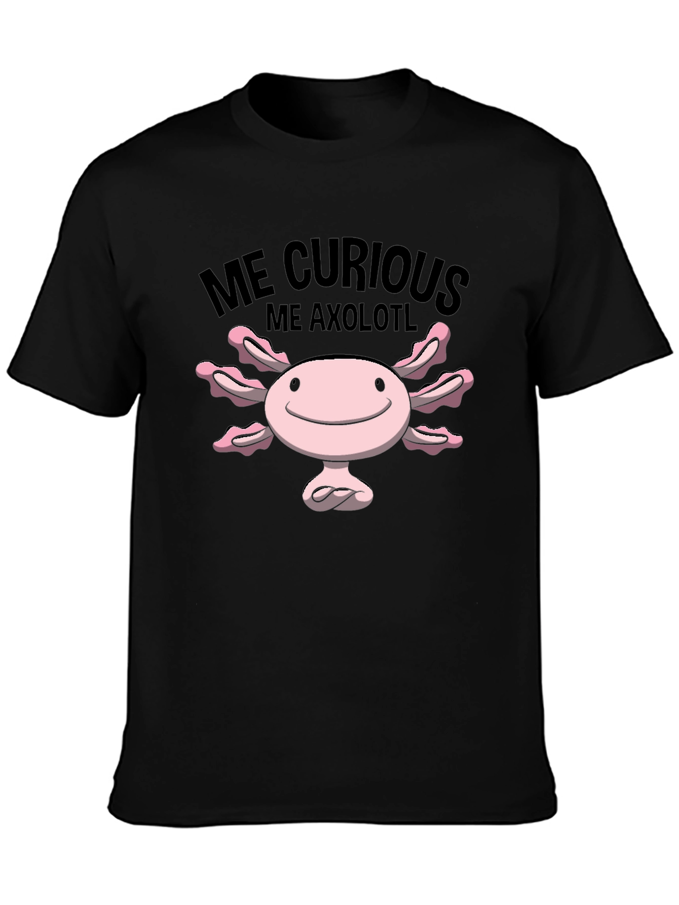 Black Me Curious Me Axolotl Graphic Tee - Black view 3