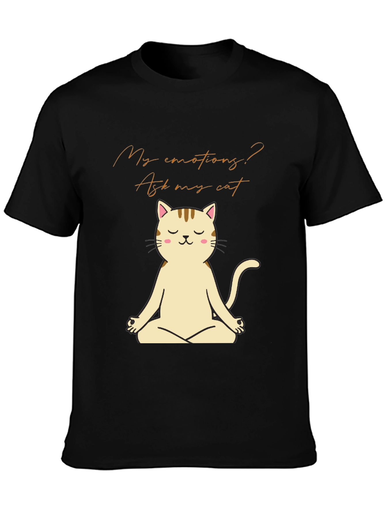 Black Meditating Cat T-Shirt - Ask My Cat view 3