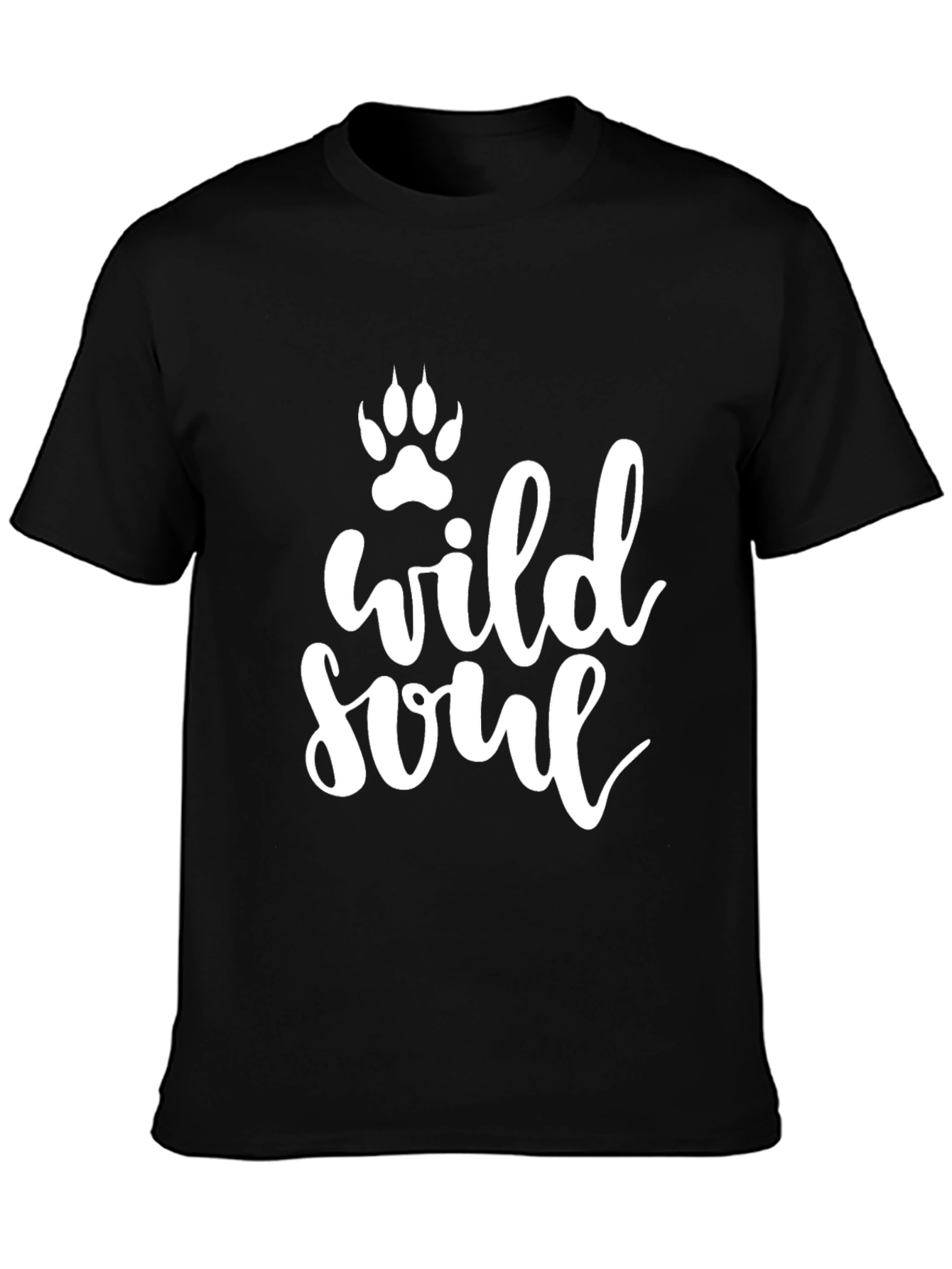 Black Wild Soul Paw Print Graphic Tee - Unisex Black T-Shirt view 3