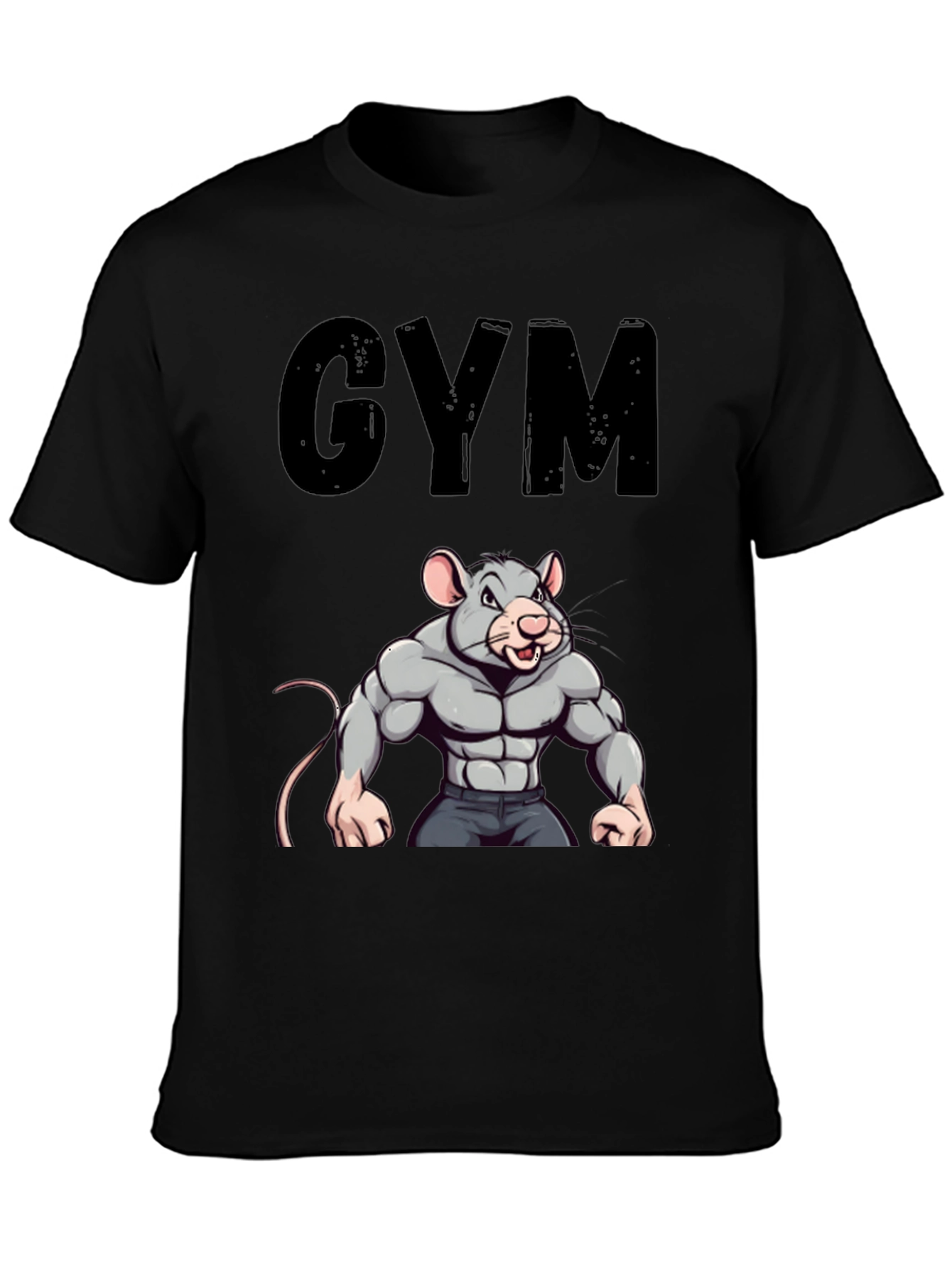 Black Gym Rat T-Shirt - Funny Workout Tee view 3