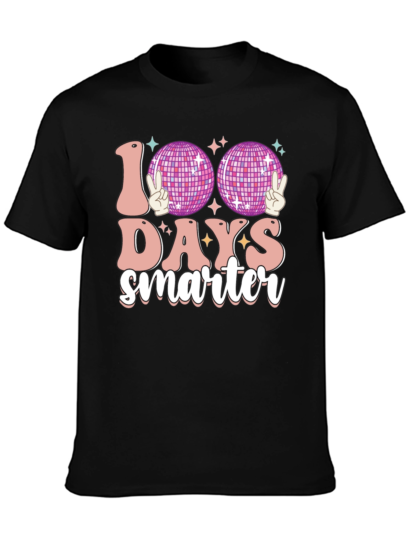 Black 100 Days Smarter Disco Ball T-Shirt view 3