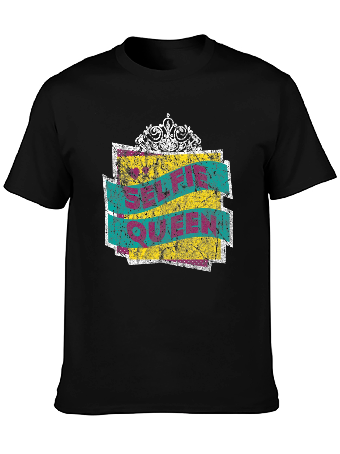Black Selfie Queen Crown Graphic T-Shirt view 3