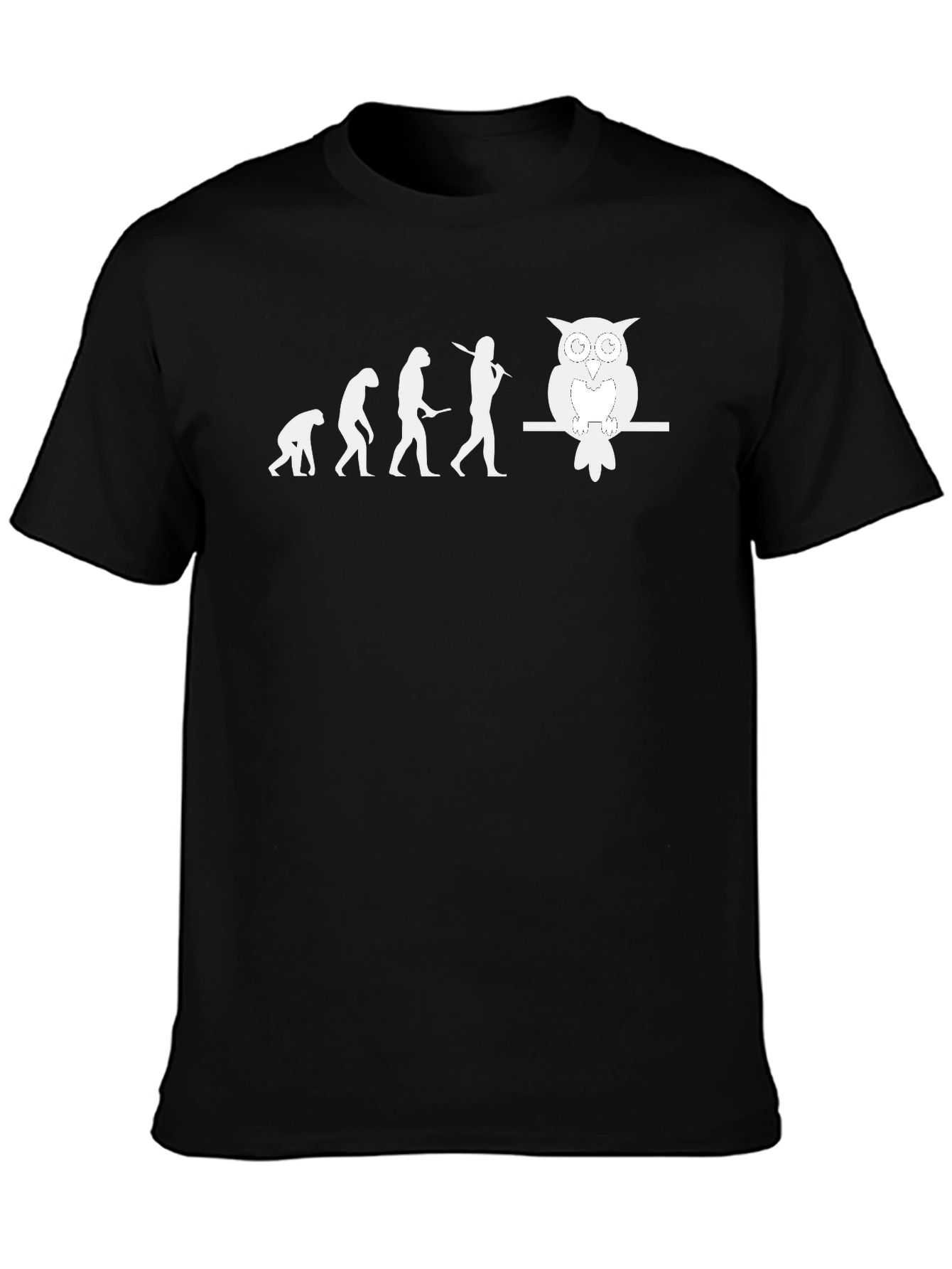 Black Evolution Owl T-Shirt - Funny, Unique Tee view 3