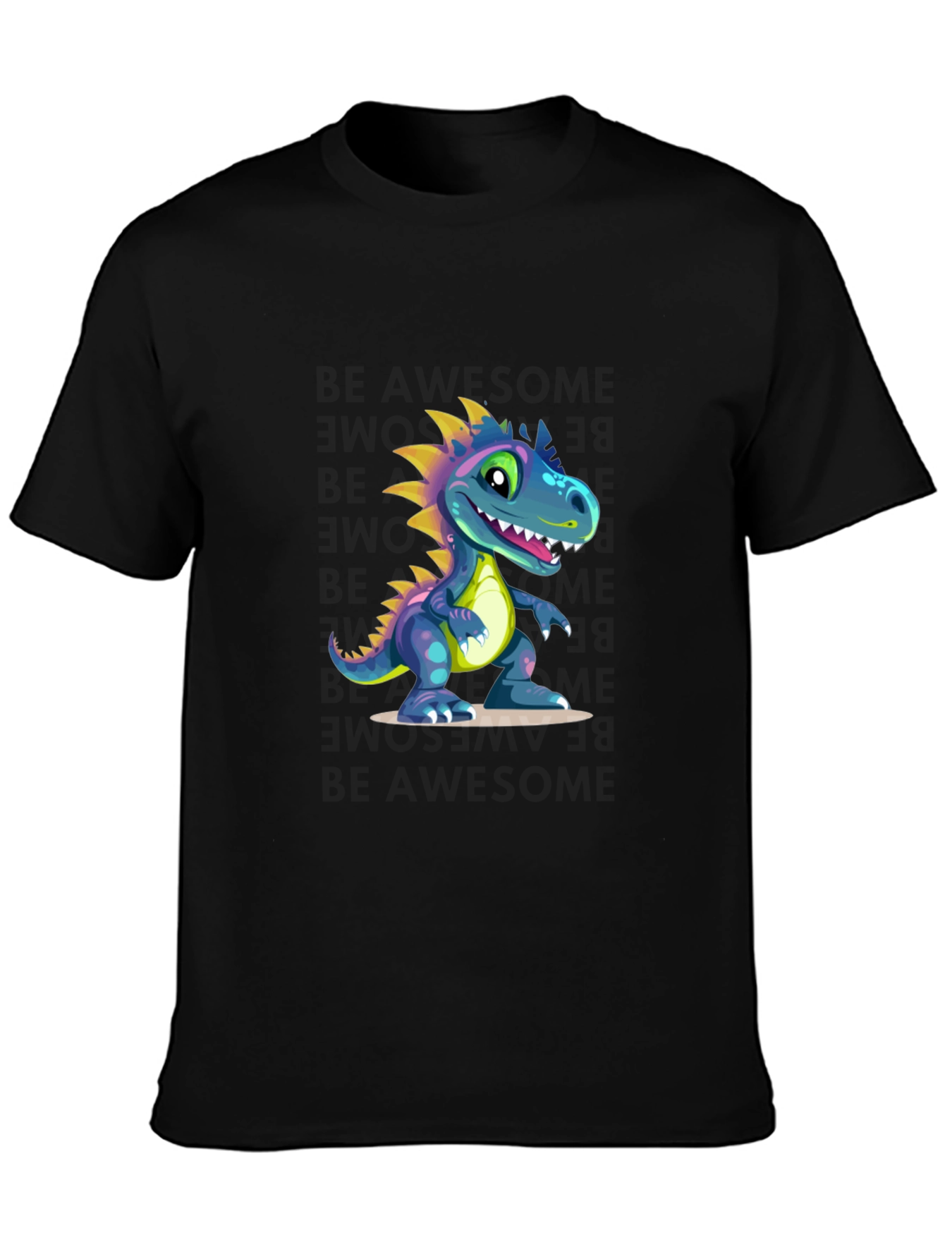 Black Dinosaur Graphic Tee - Black Cotton Blend view 3
