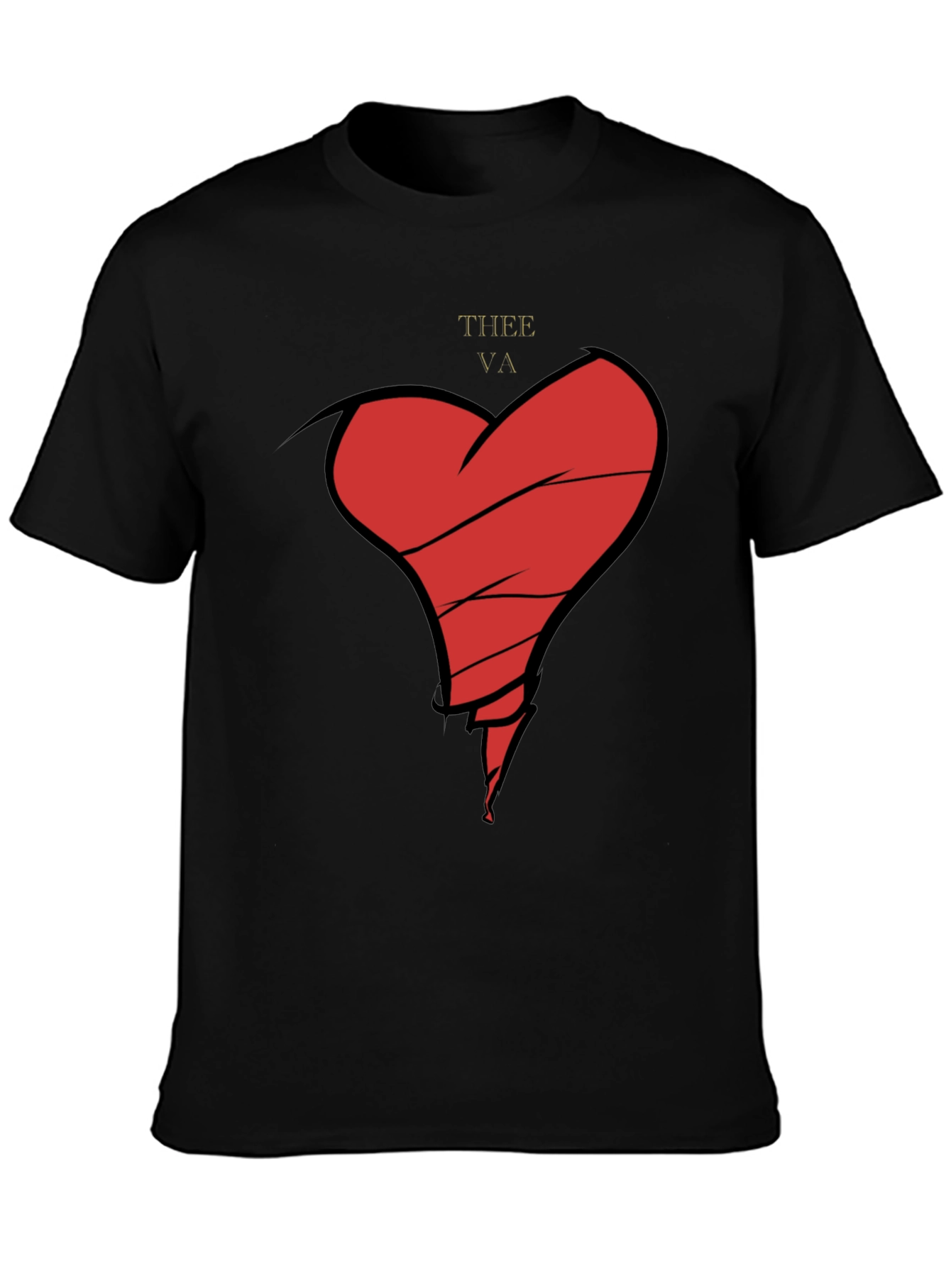 Black Broken Heart Graphic Tee - Men's Black T-Shirt view 3