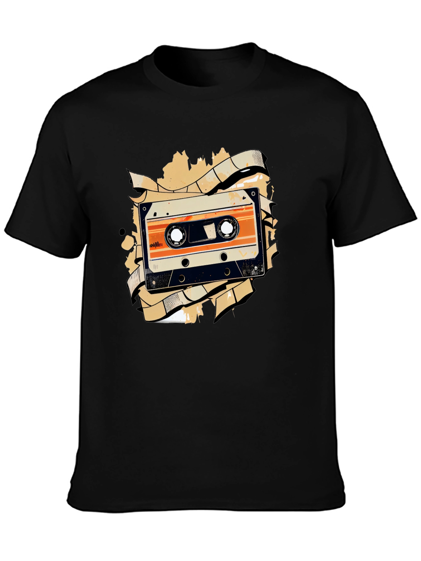 Black Retro Cassette Tape Graphic Tee - Black view 3