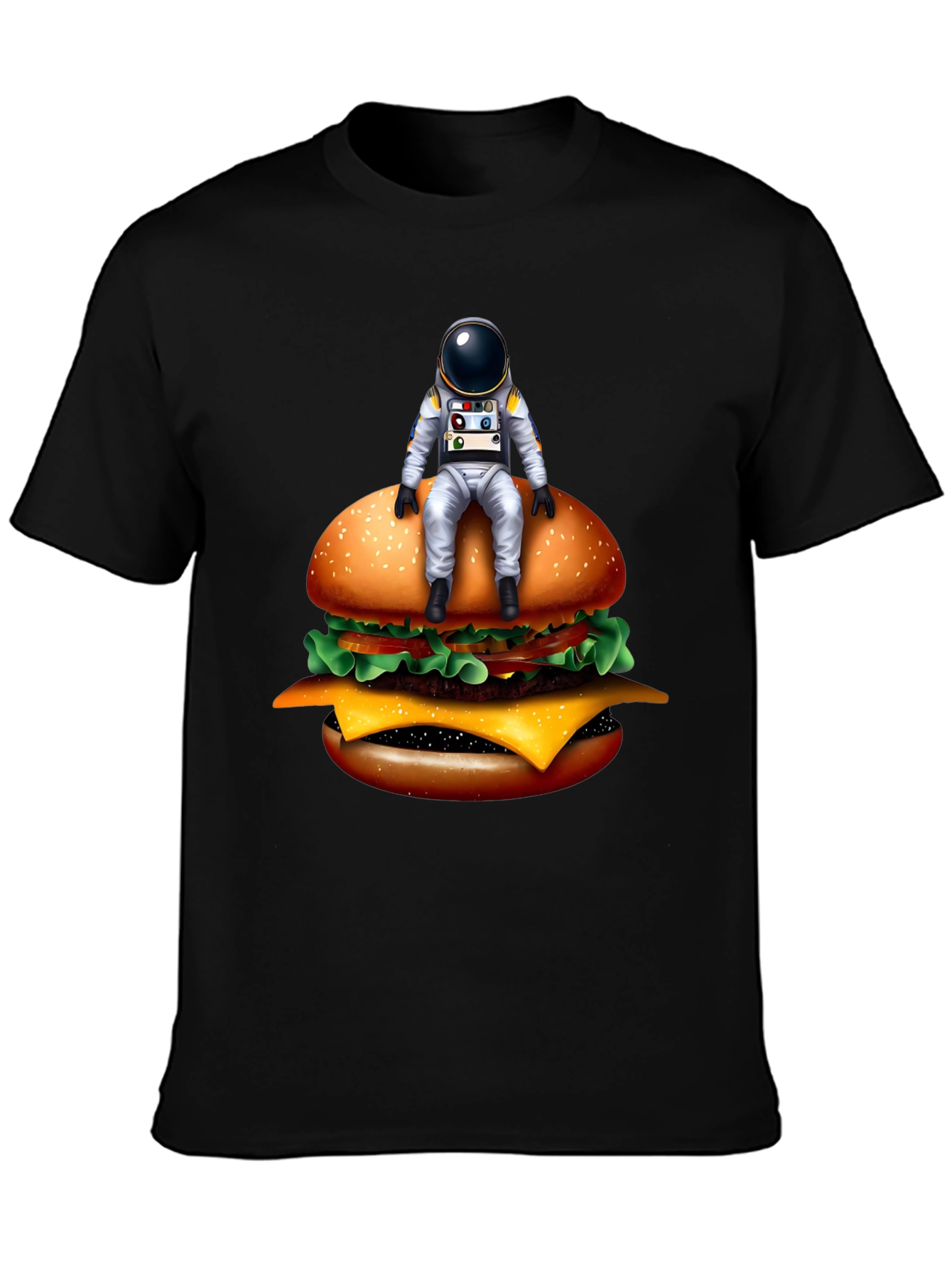 Black Astronaut Burger T-Shirt - Unisex Graphic Tee view 3