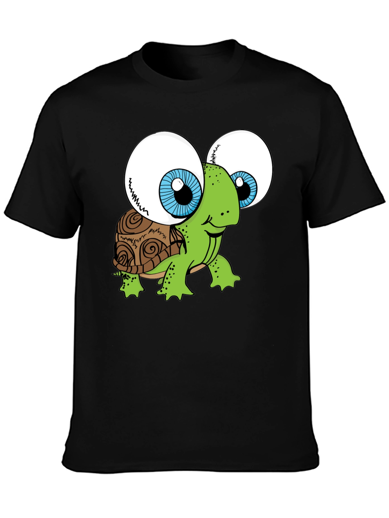 Black Funny Turtle Googly Eyes Black T-Shirt view 3