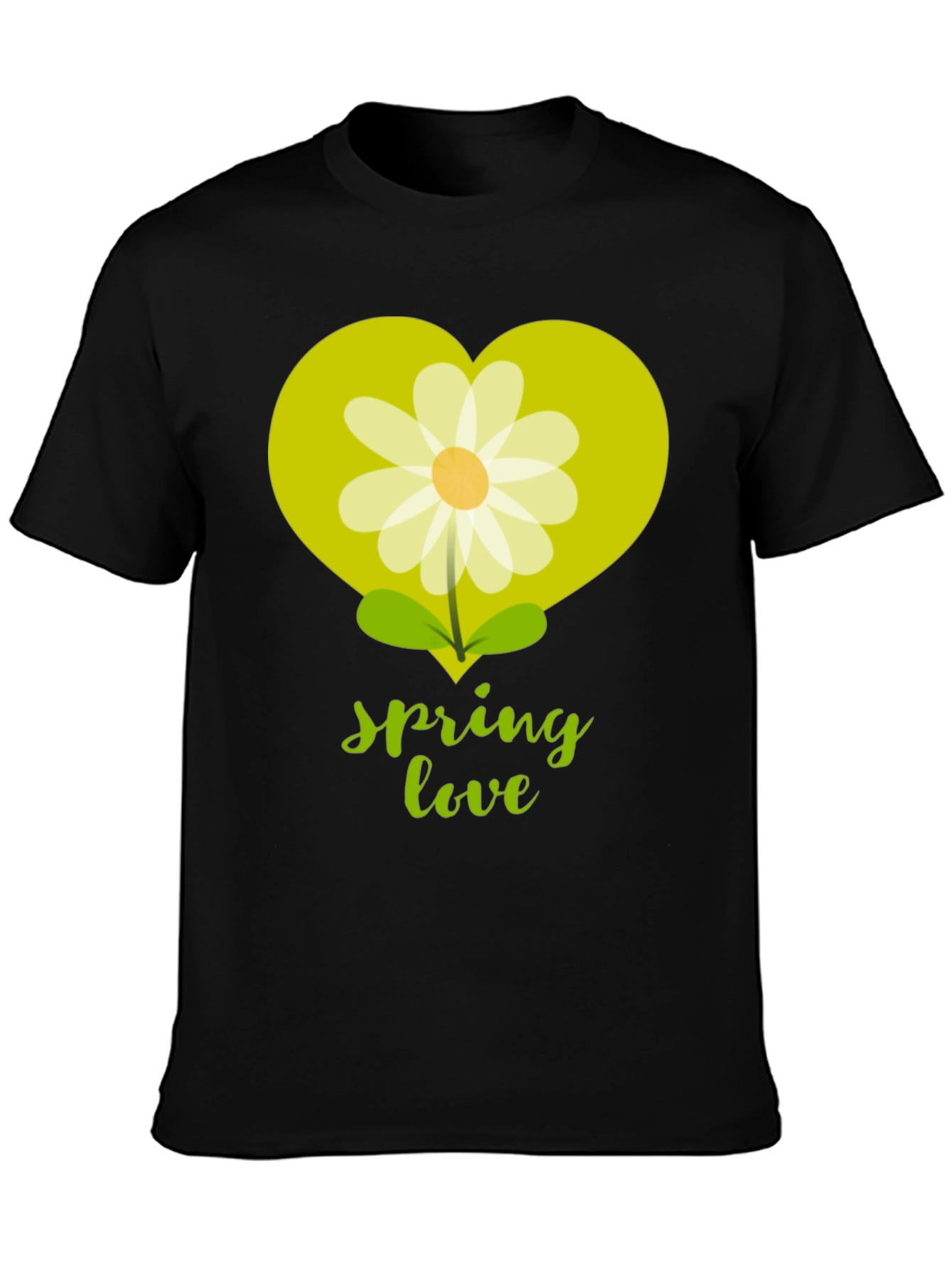Black Spring Love T-Shirt - Floral Heart Graphic Tee view 3