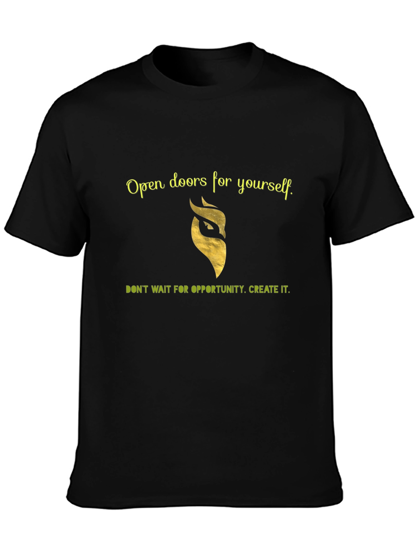 Black Motivational Black T-Shirt - Open Doors view 3