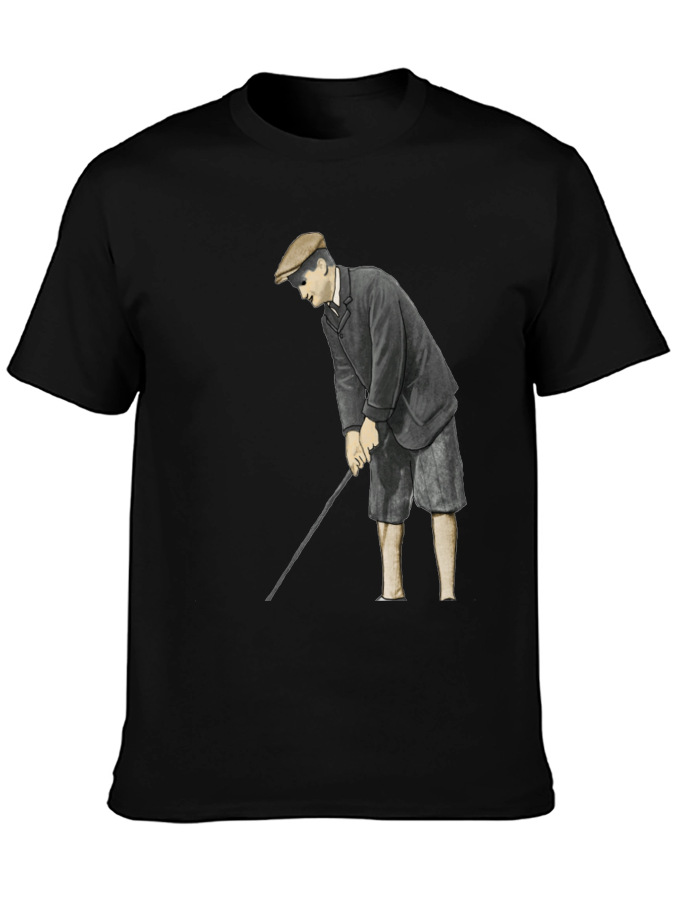 Black Vintage Golfer T-Shirt - Classic Style view 3